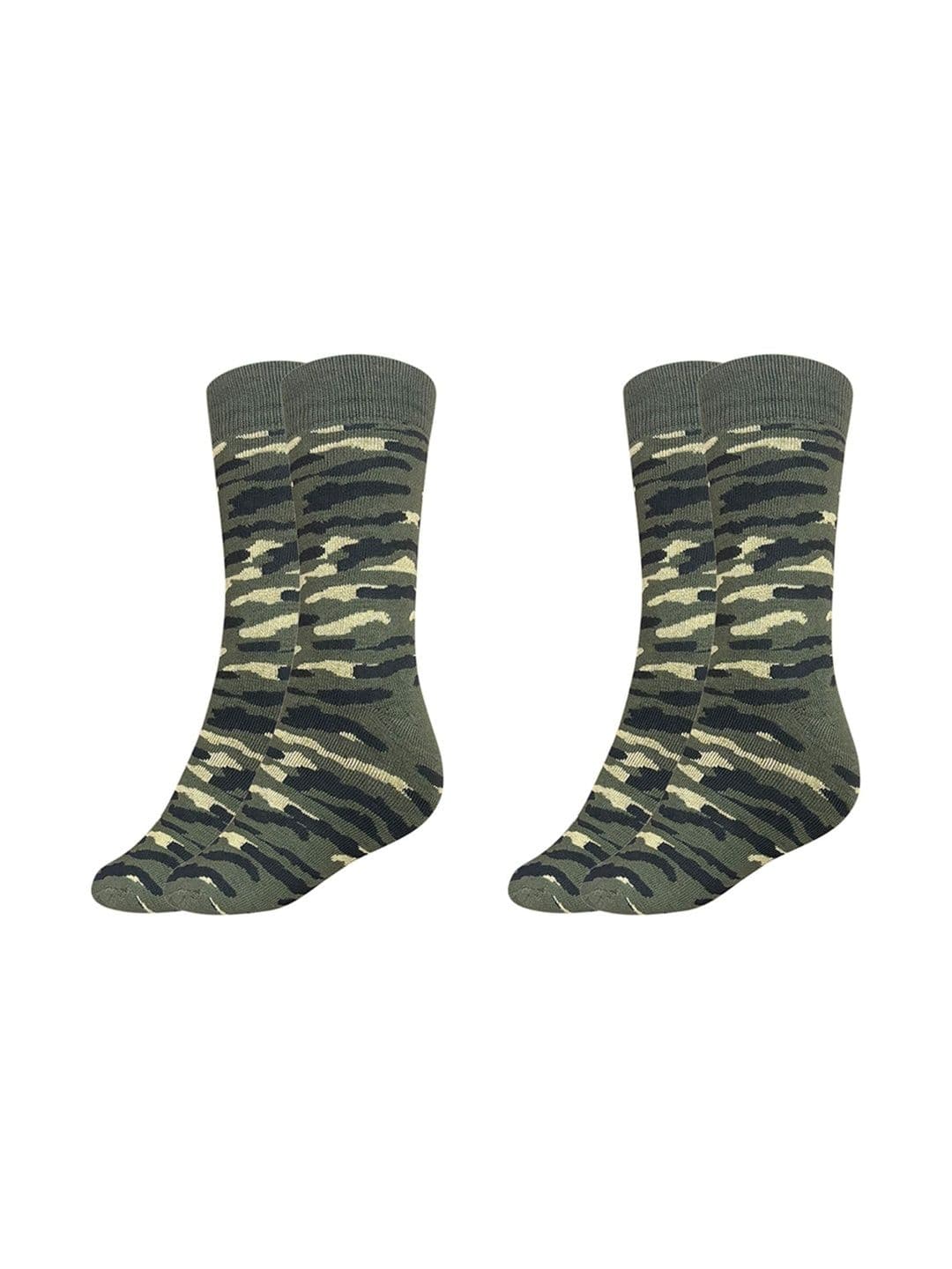 MUKHAKSH Men Pack Of 3 Camouflage Printed Pure Cotton Calf-Length Socks - view 1
