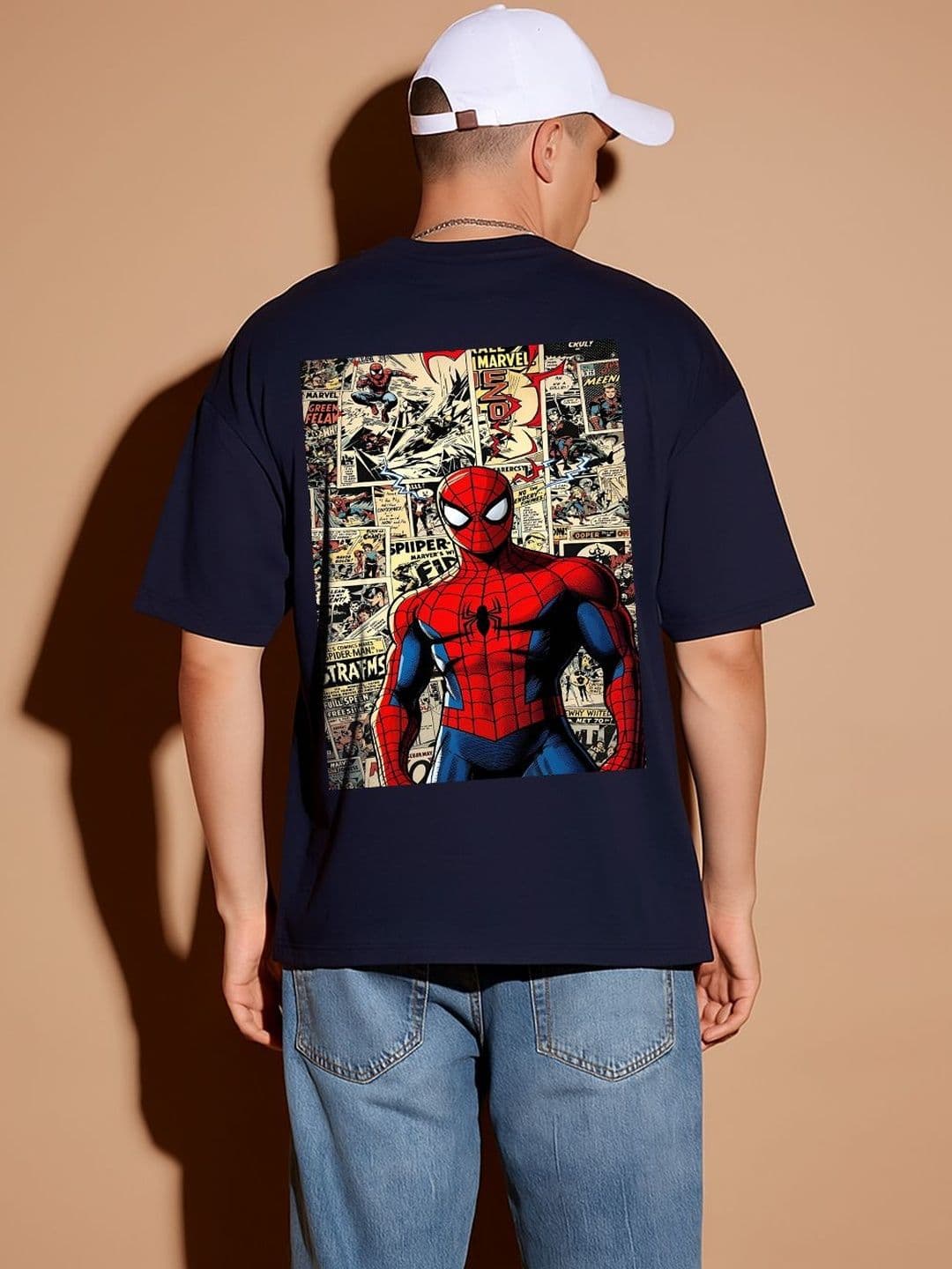 BDSQUARE Spider-Man Printed Drop-Shoulder Sleeves Pure Cotton Oversized T-shirt - view 1