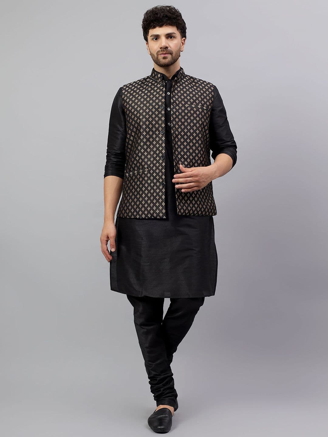 Latest Chikan Garments Men Ethnic Motifs Woven Design Nehru Jackets - view 1