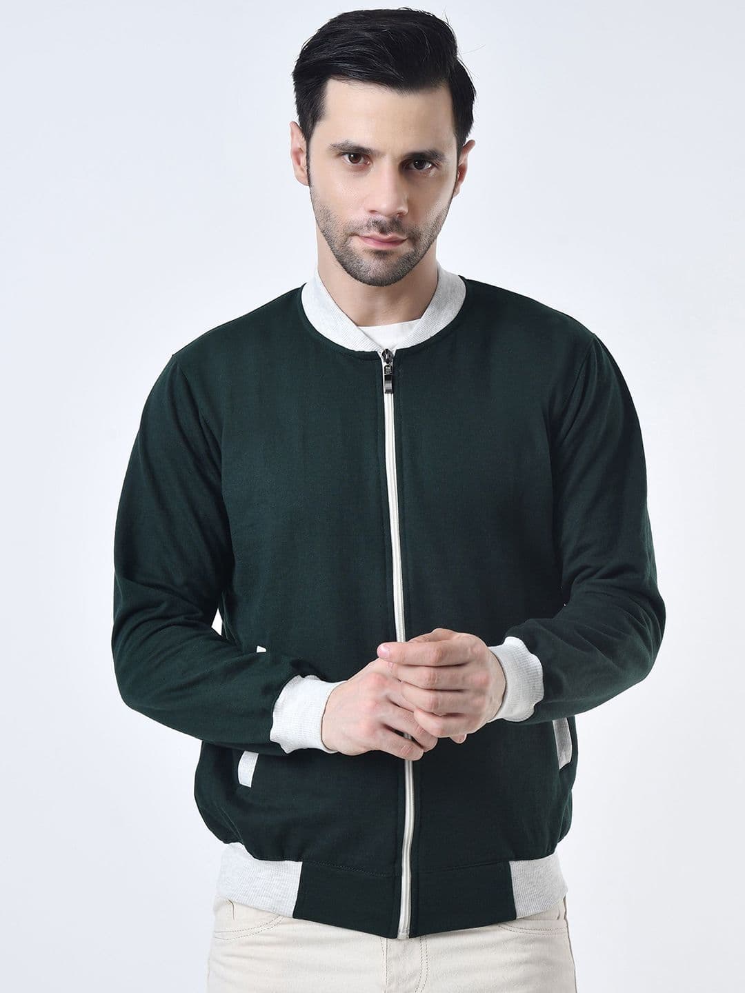 BAESD Men Stand Collar Solid Lightweight Bomber Jacket - view 1