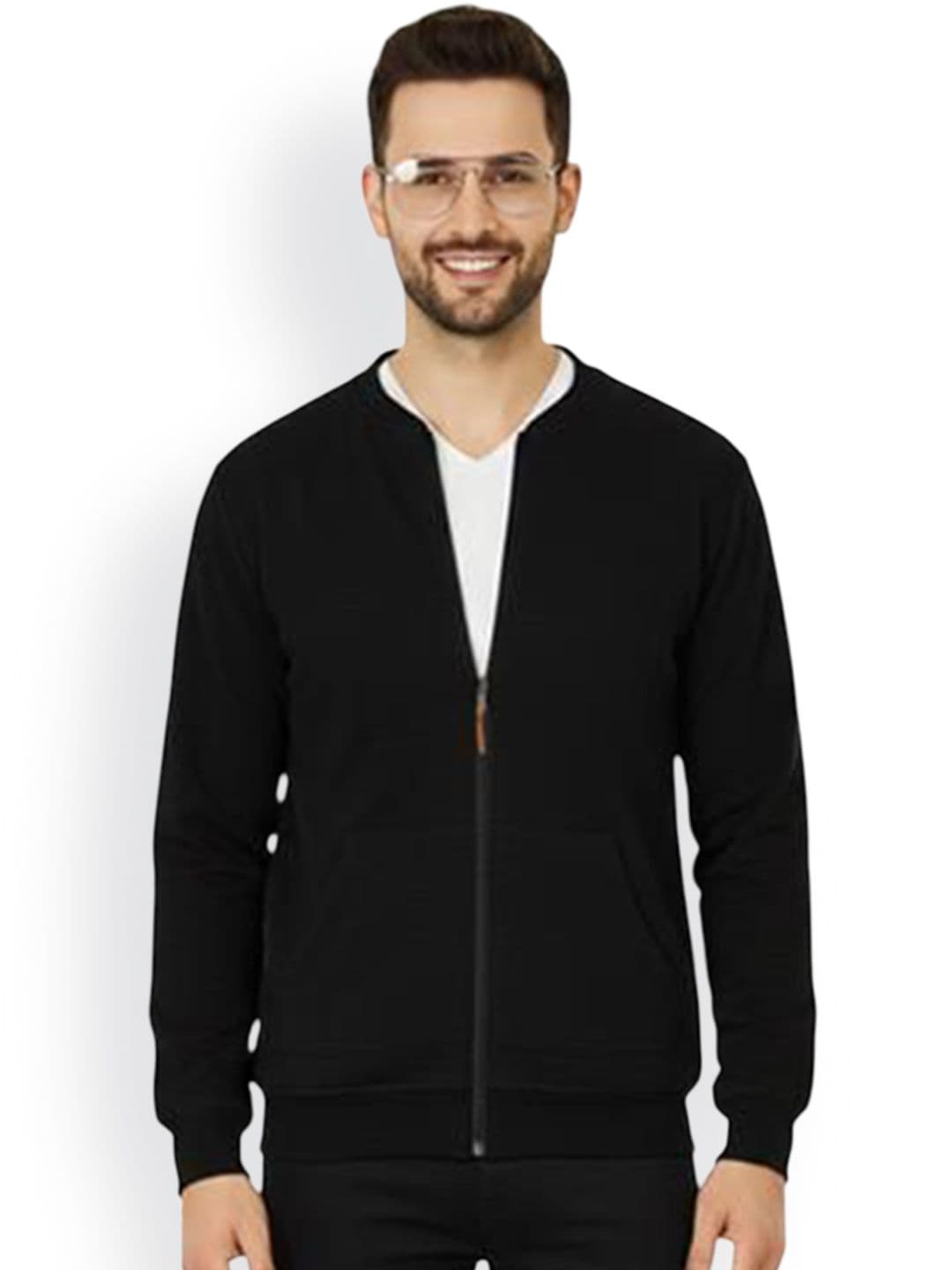 Leotude Men Stand Collar Solid Bomber Jacket With Zipper Closure And Side Pockets - view 1