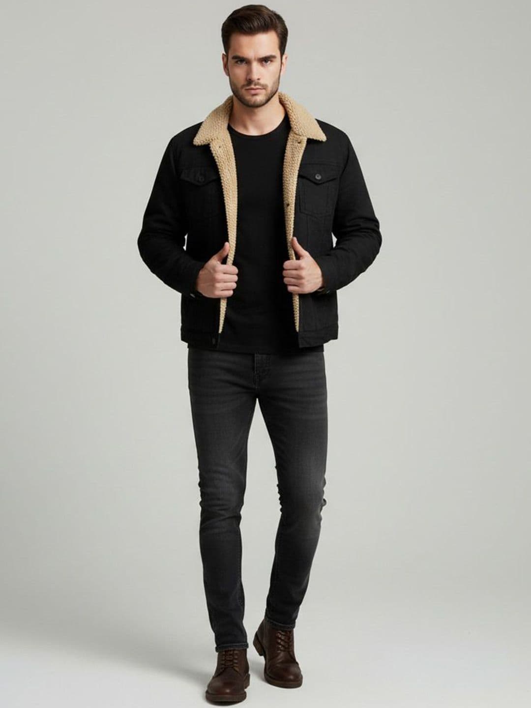 Mast & Harbour Men Spread Collar Solid Open Front Jacket - view 1