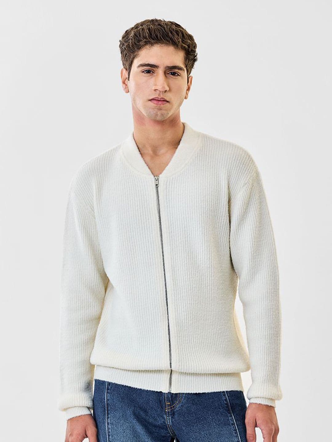 Snitch Men Collarless Self Design Bomber Jacket - view 1