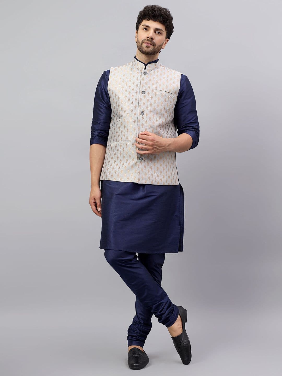 Latest Chikan Garments Men Ethnic Motifs Woven Design Nehru Jackets - view 1