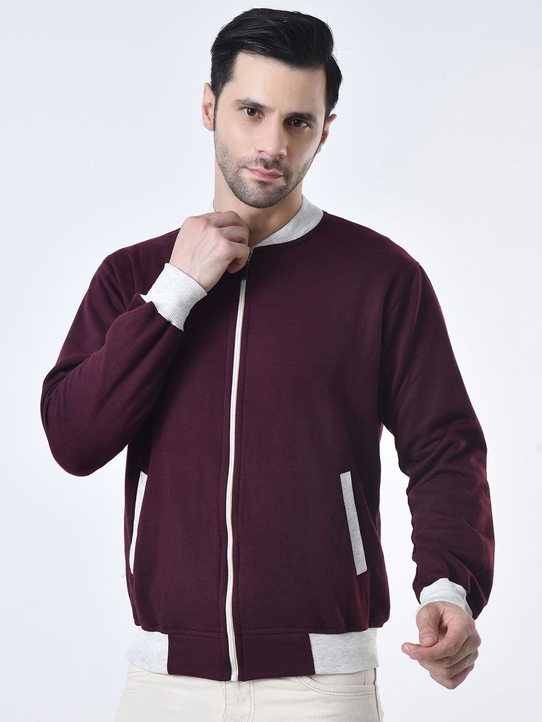 BAESD Men Stand Collar Solid Lightweight Bomber Jacket - view 1