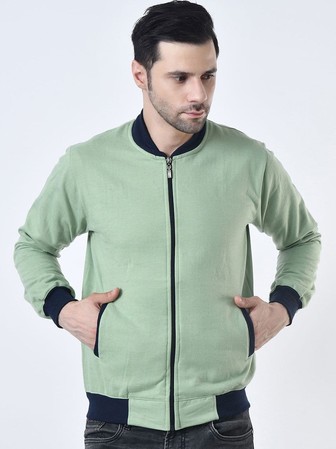 BAESD Men Stand Collar Solid Lightweight Bomber Jacket - view 1