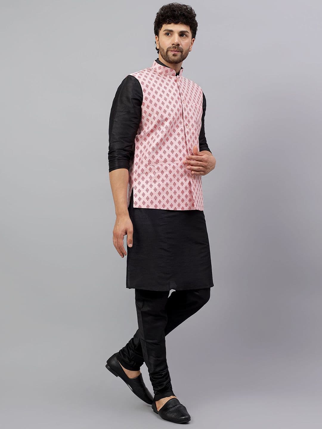 Latest Chikan Garments Ethnic Motifs Printed Woven Nehru Jackets - view 1