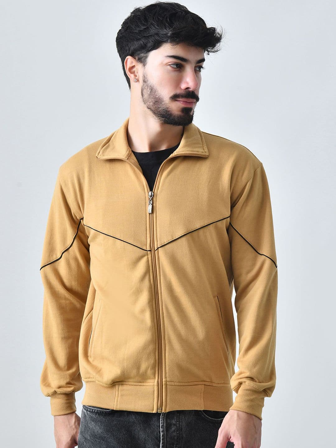 BAESD Men Mock Collar Solid Lightweight Bomber Jacket - view 1