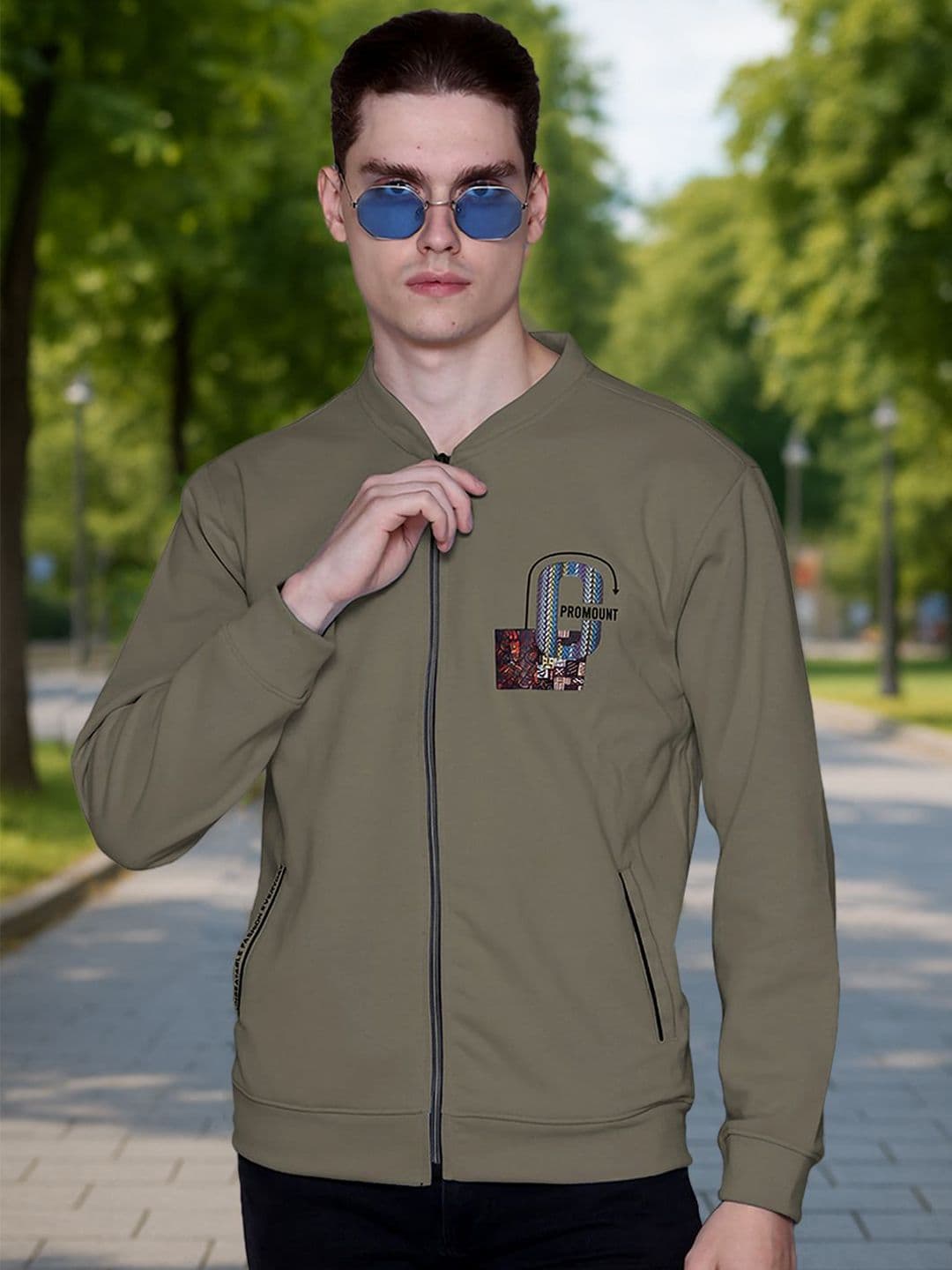 MOUNTAIN COLOURS Olive Casual Open Front Jacket with Brand Logo - view 1