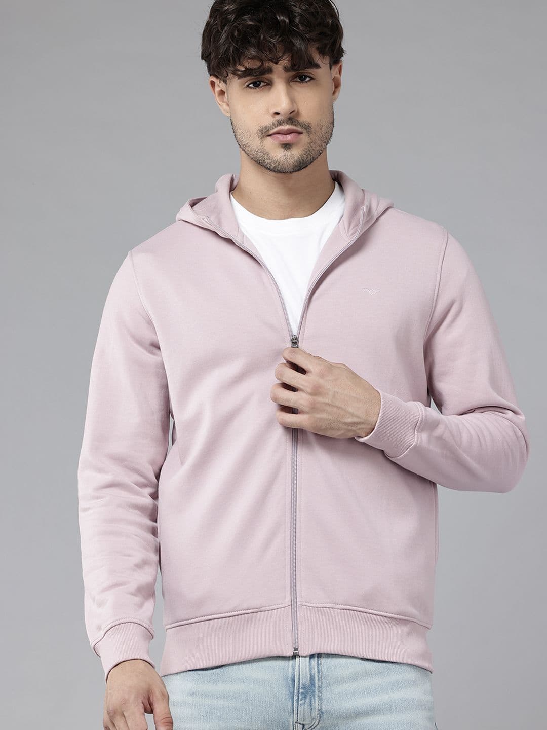 Park Avenue Solid Hooded Front-Open Sweatshirt - view 1