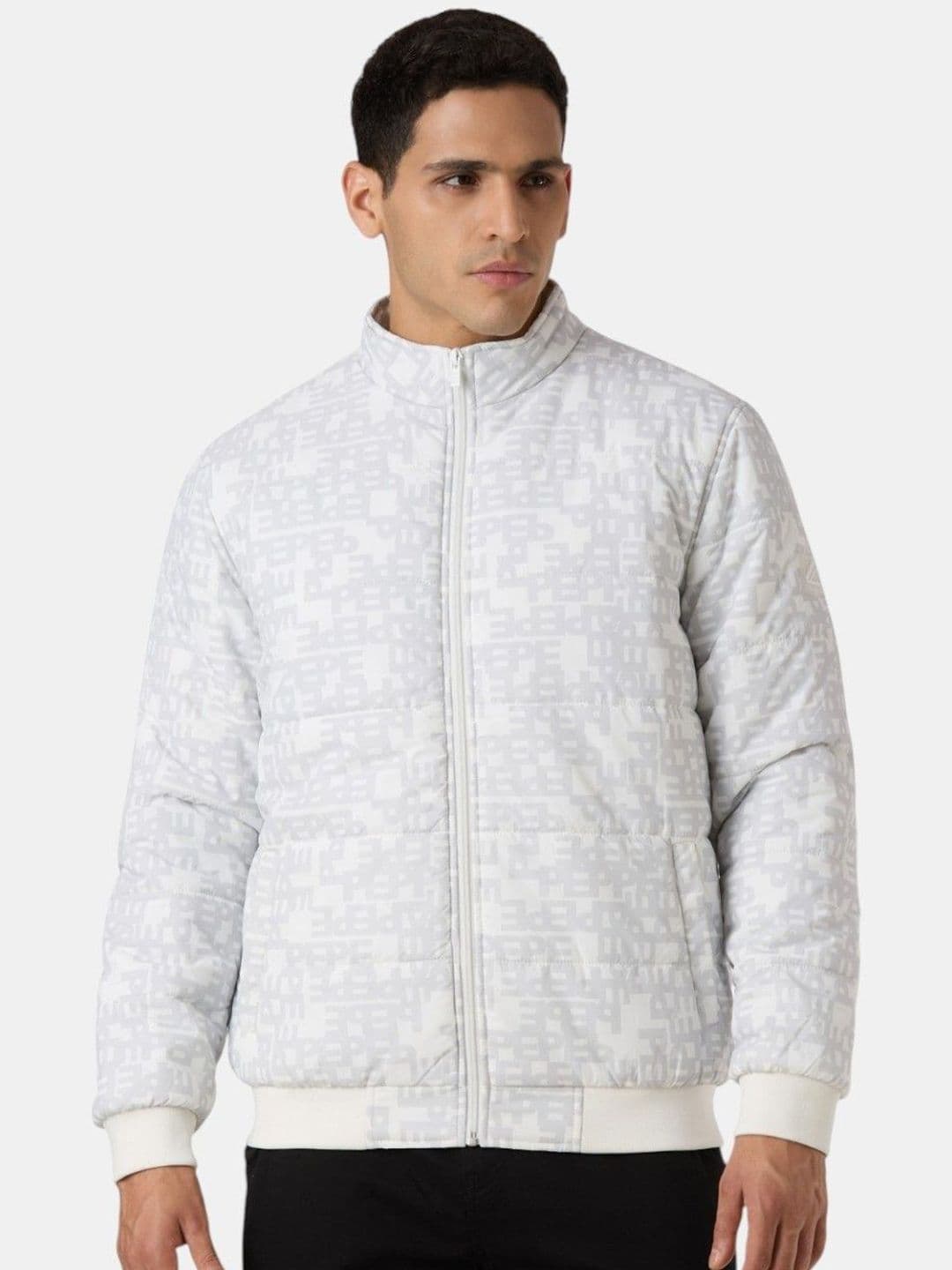 Pepe Jeans Men Mock Collar Geometric Printed Bomber Jacket - view 1