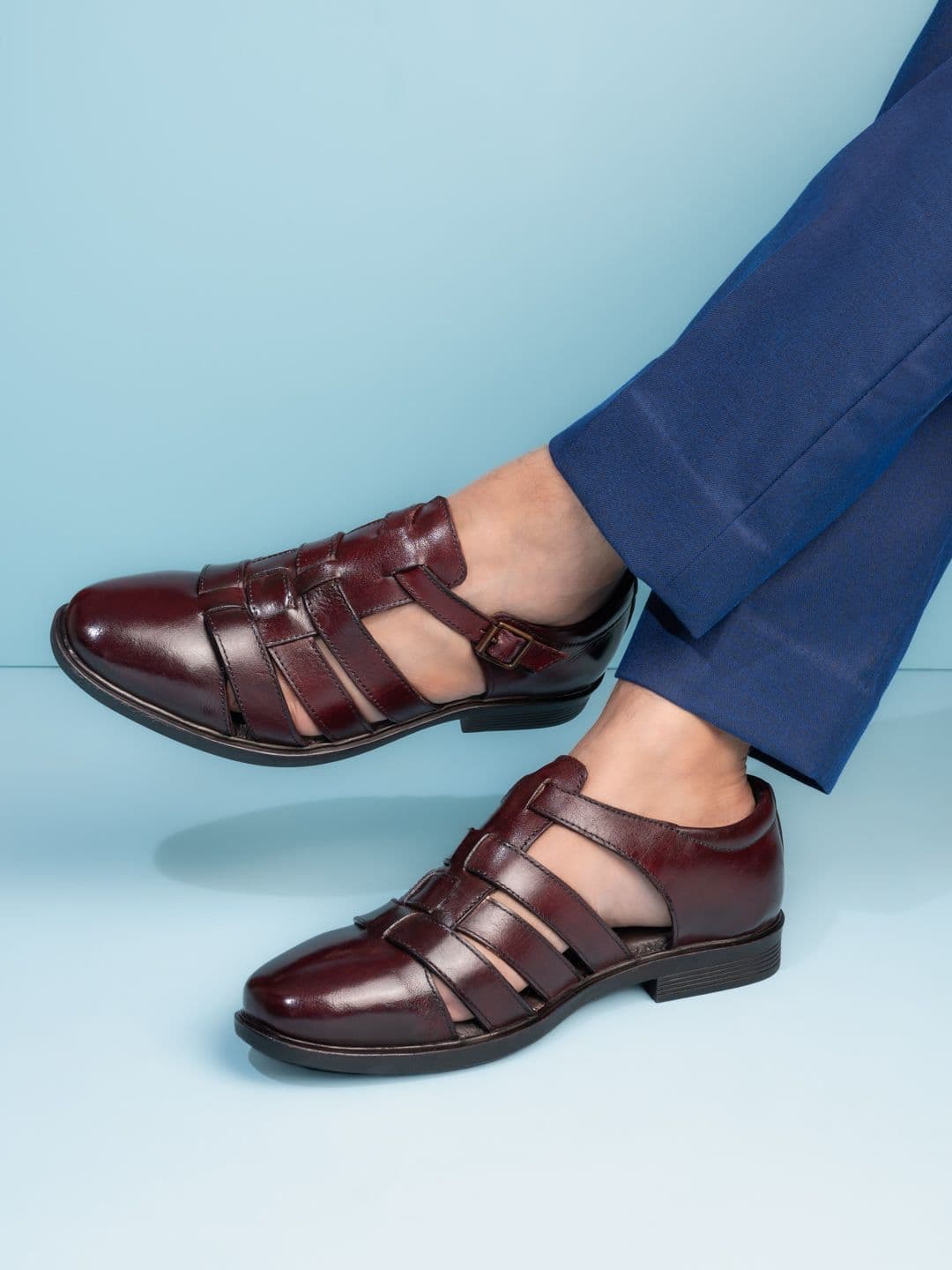 House of Pataudi Men Leather Shoe-Style Sandals - view 1