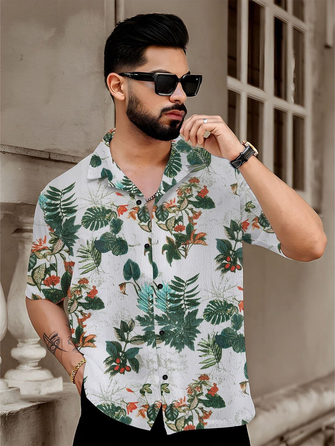 RAHI TRENDZ Men Regular Fit Floral Printed Cuban Collar Casual Shirt - view 1
