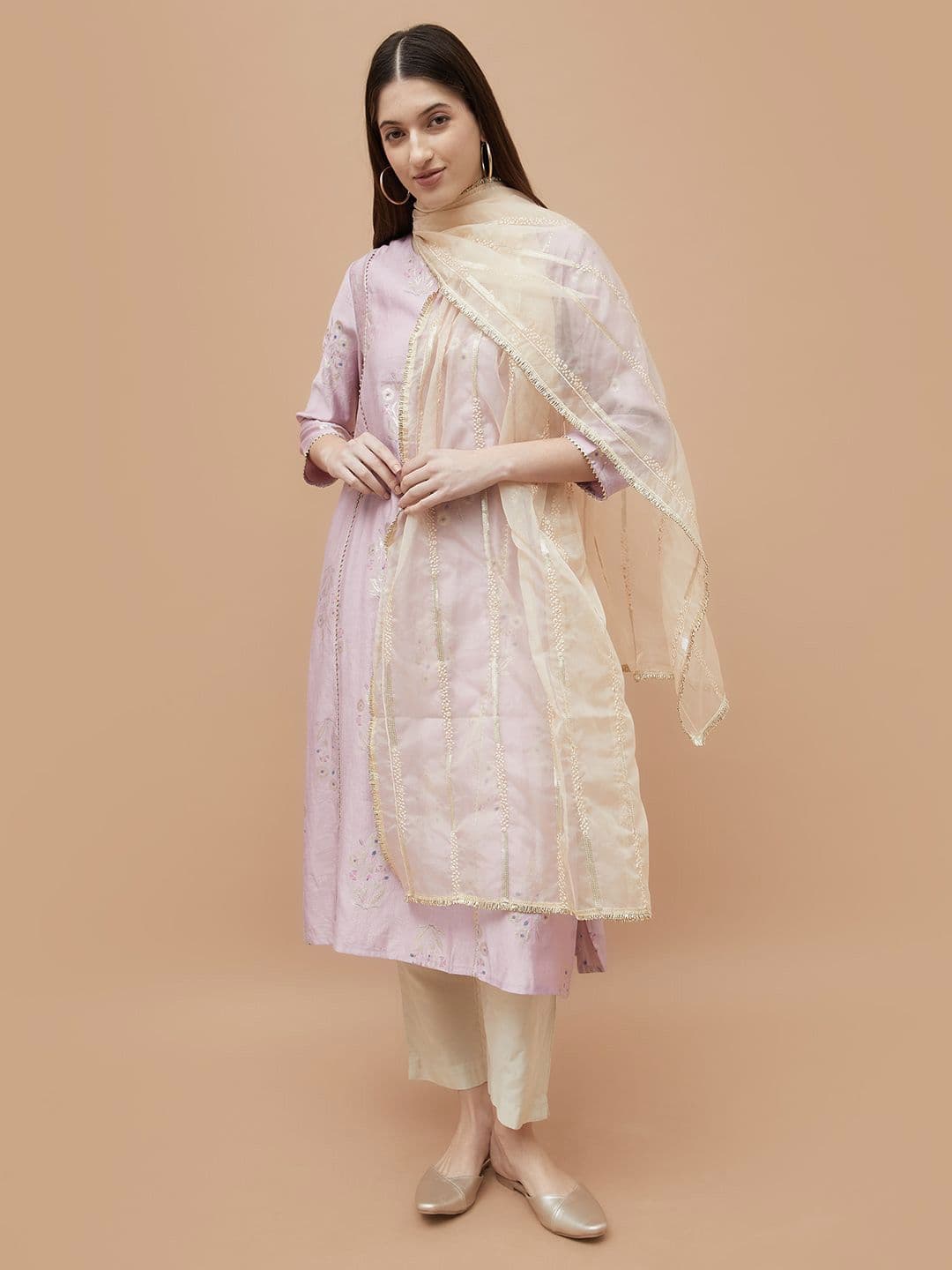 Melange by Lifestyle Floral Embroidered Thread Work Dupatta - view 1