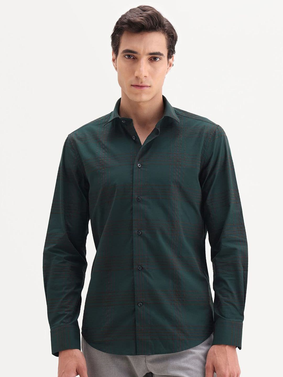 RARE RABBIT Men Premium Fit Checked Spread Collar Pure VOLA-25 Casual Shirt - view 1