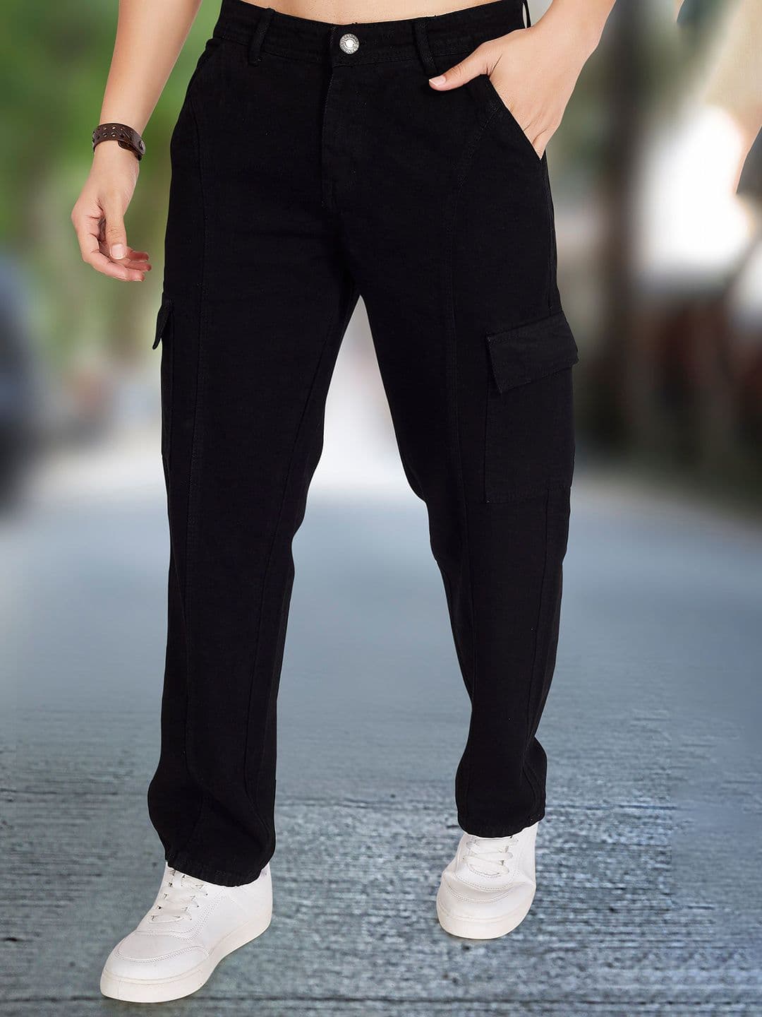 THE BEETEL HOUSE Men Mid-Rise Relaxed Fit Cotton Denim Cargo Jeans - view 1