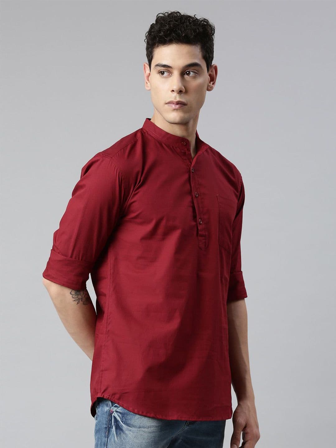 THE SOUL PATROL Men Solid Daily Pure Cotton Straight Kurta - view 1