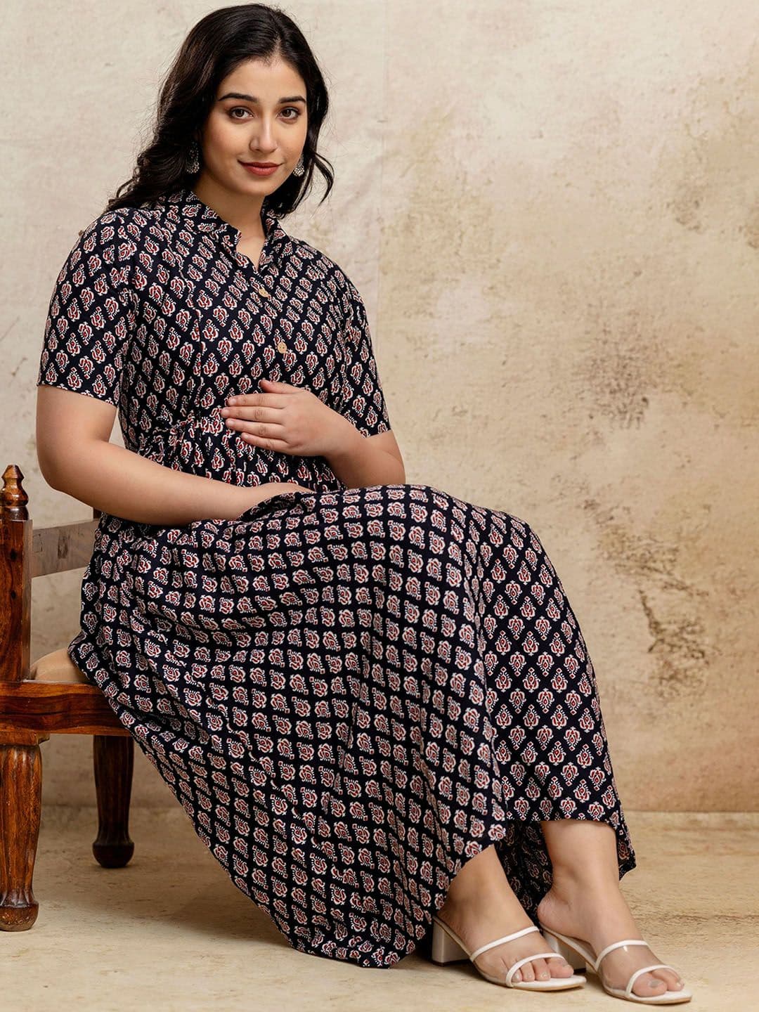 Mialo fashion Printed Both Side feeding zip Maxi Ethnic Dresses - view 1
