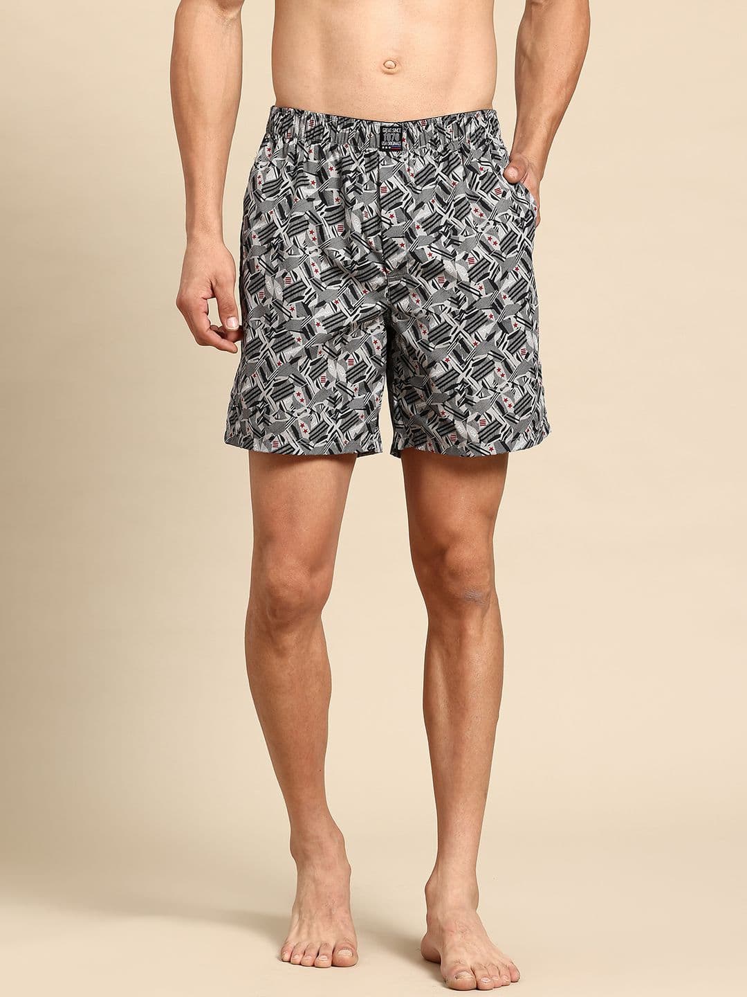 Jockey Men Abstract Printed Mid-Rise Boxer Shorts - view 1