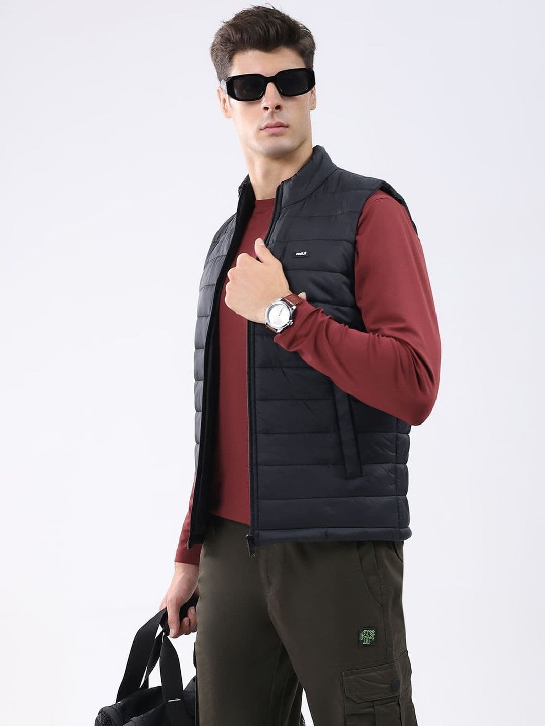 rock.it Men Mock Collar Solid Gilet Jacket - view 1