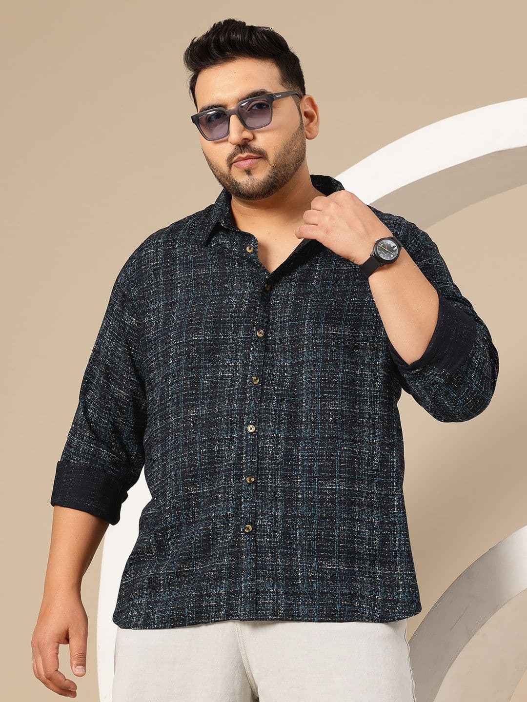 Sztori Plus Size Abstract Printed Casual Shirt - view 1