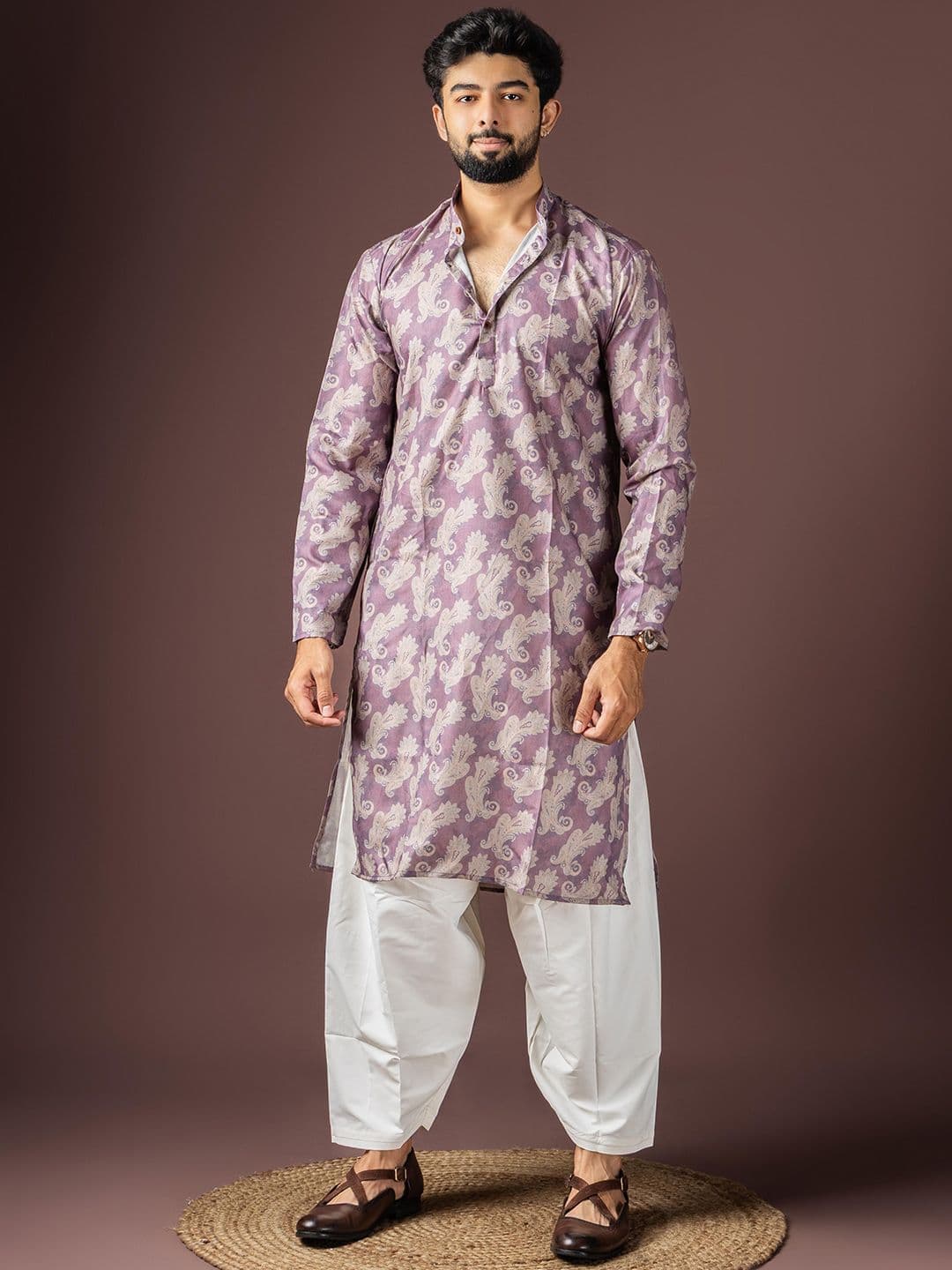 Rawayi Men Ethnic Motifs Printed Festive Cotton Straight Kurta - view 1