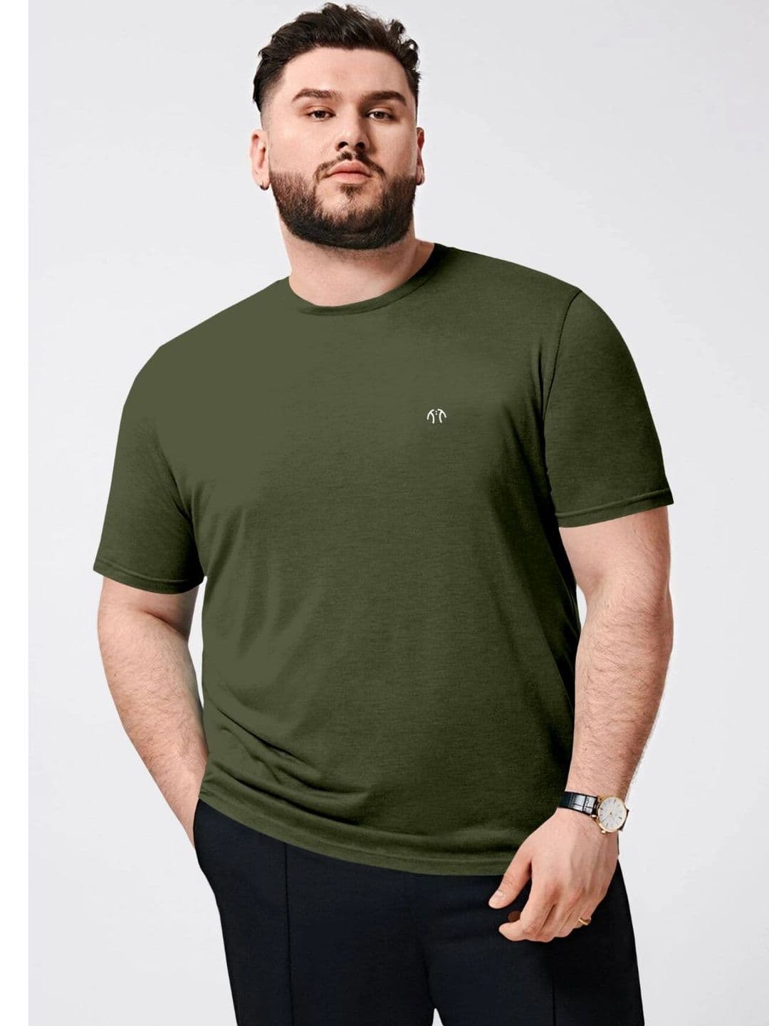 Triptee Men Plus Size Brand Logo Pure Cotton Half Sleeve Regular Fit T-shirt - view 1