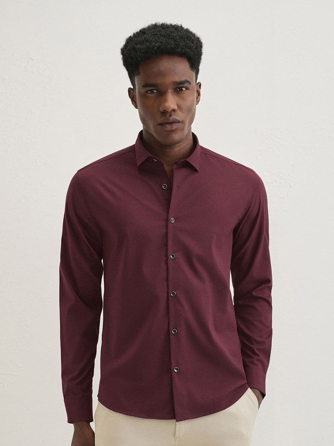 Banana Club Men Classic Slim Fit Formal Wrinkle-free Satin Shirt - view 1