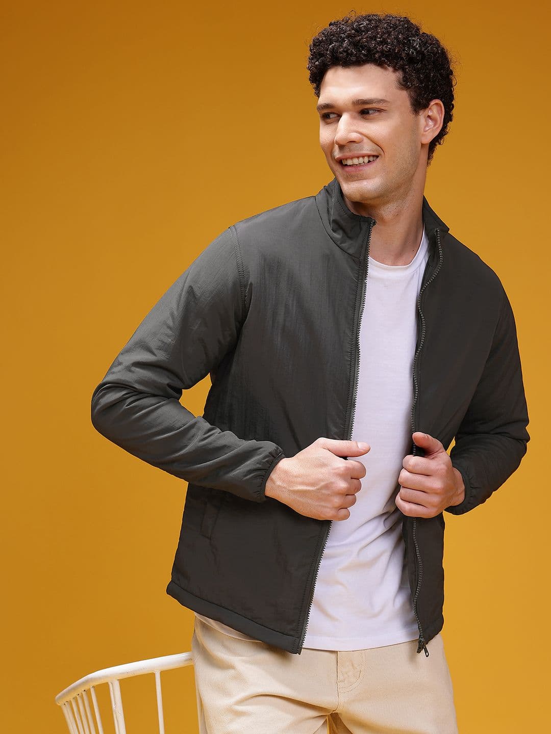 HERE&NOW Solid Mock Collar Bomber Jacket - view 1