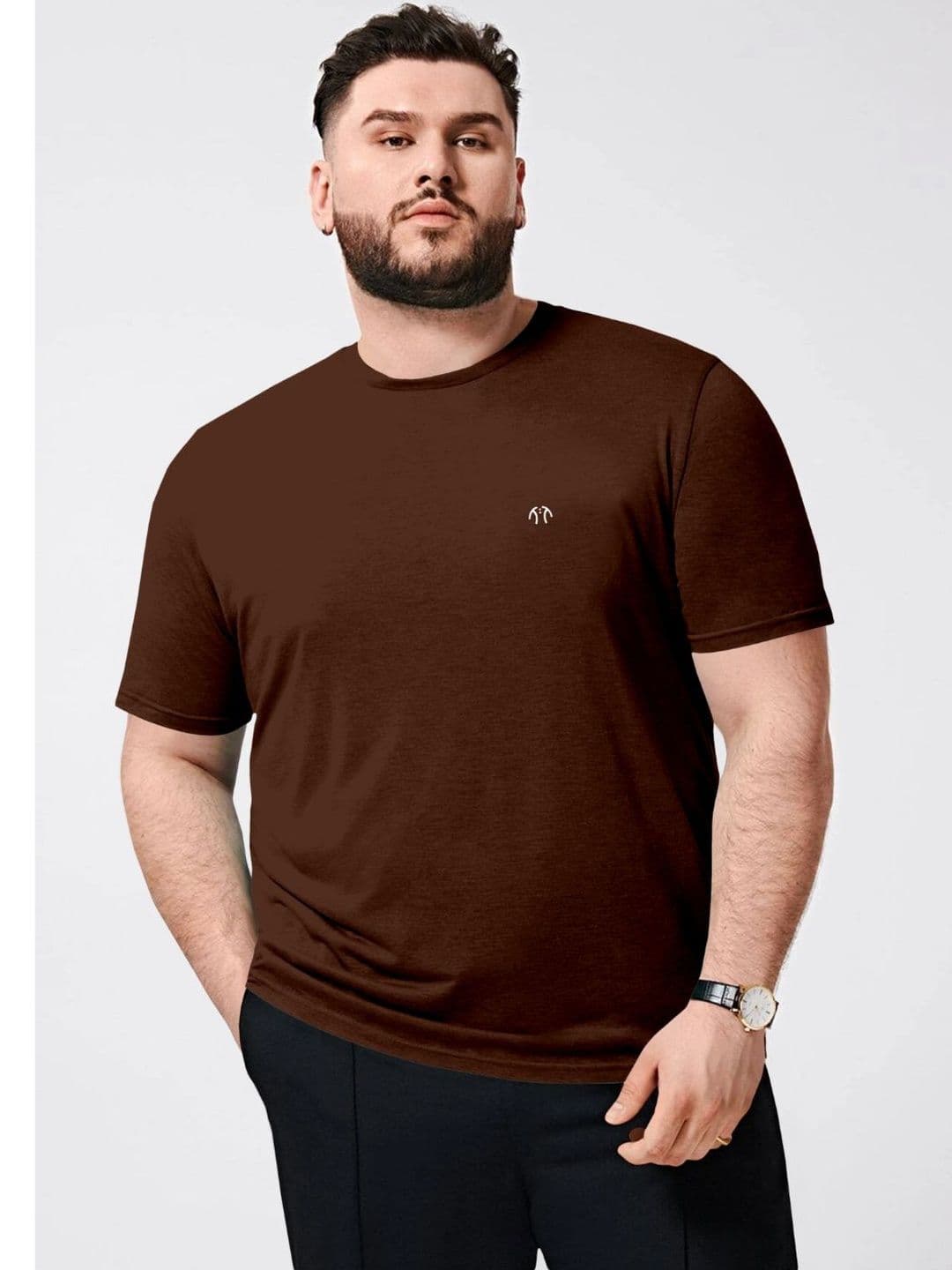 Triptee Men Plus Size Brand Logo Pure Cotton Regular Fit T-shirt - view 1