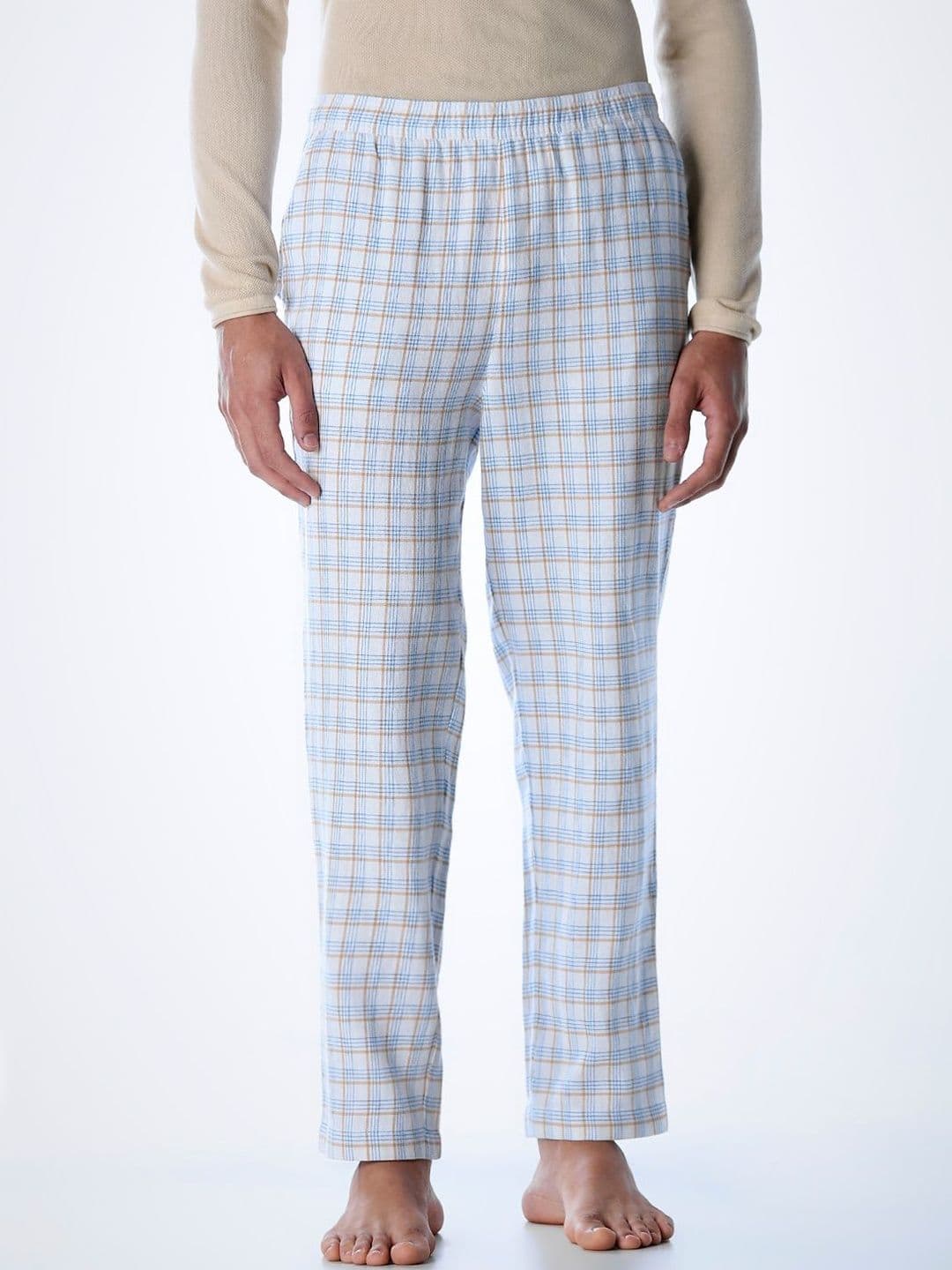 Jack & Jones Men Cotton Mid-Rise Checked Lounge Pants - view 1