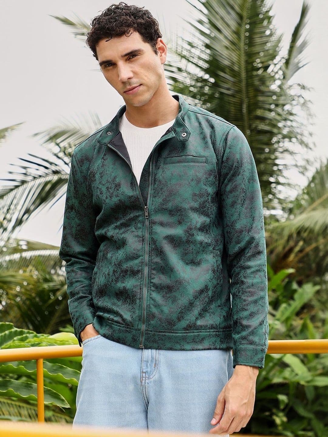 CAHOOT Men Embossed Leather Rider Jacket - view 1