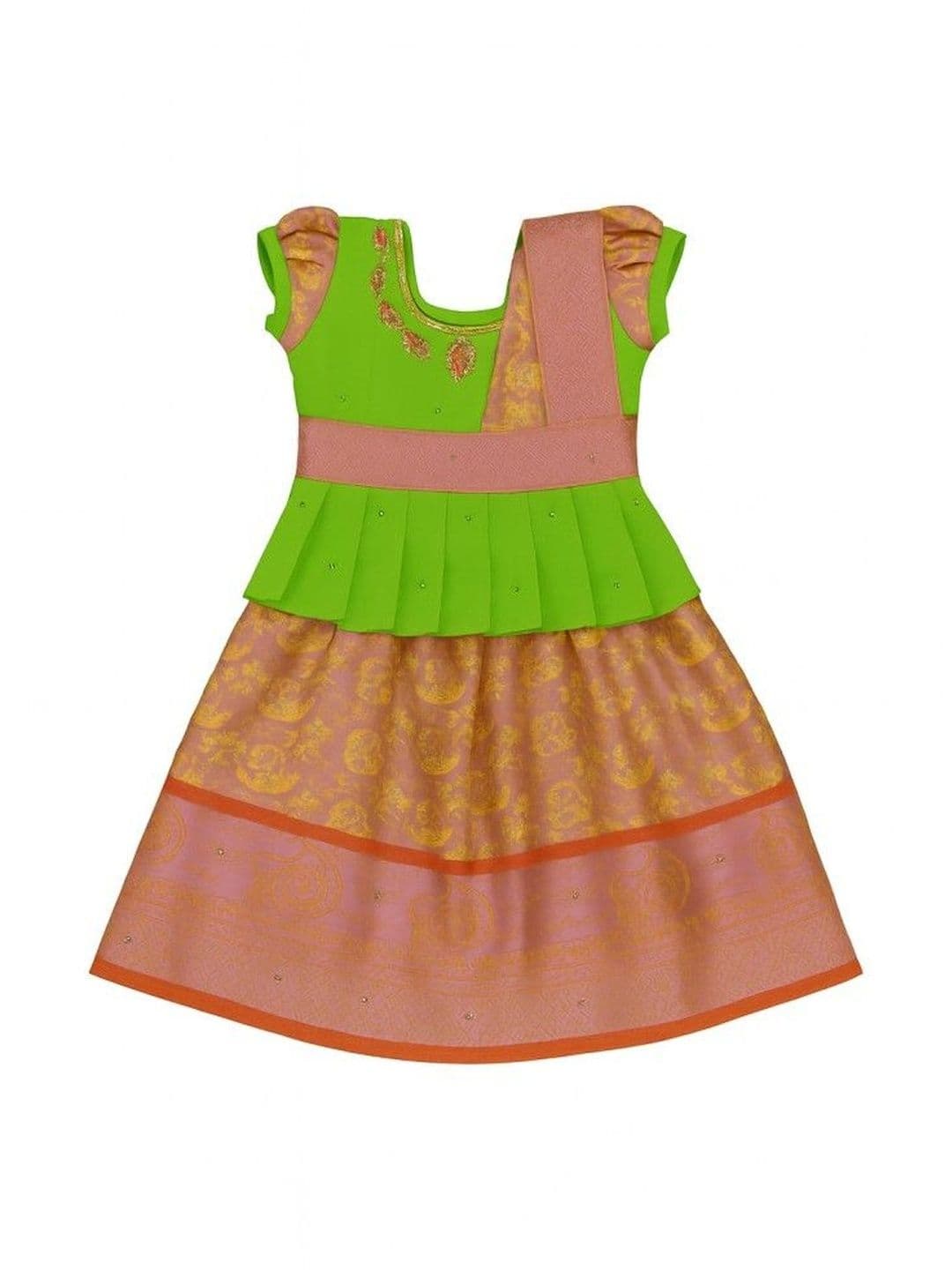 Trendy kidz Girls U-Neck Embroidered Ready to Wear Lehenga & Choli - view 1
