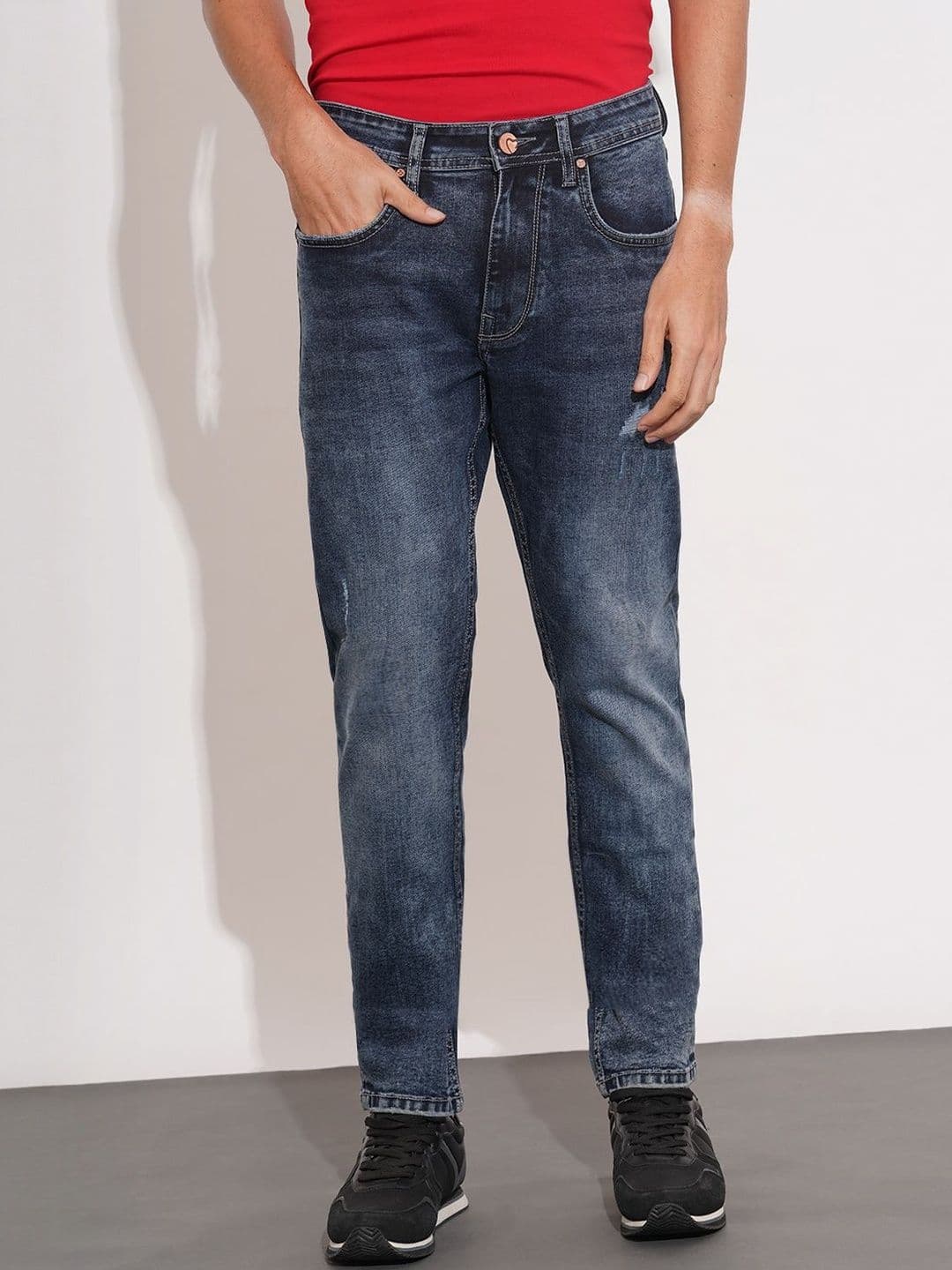 Being Human Men Skinny Fit Mid-Rise Mildly Distressed Light Fade Jeans