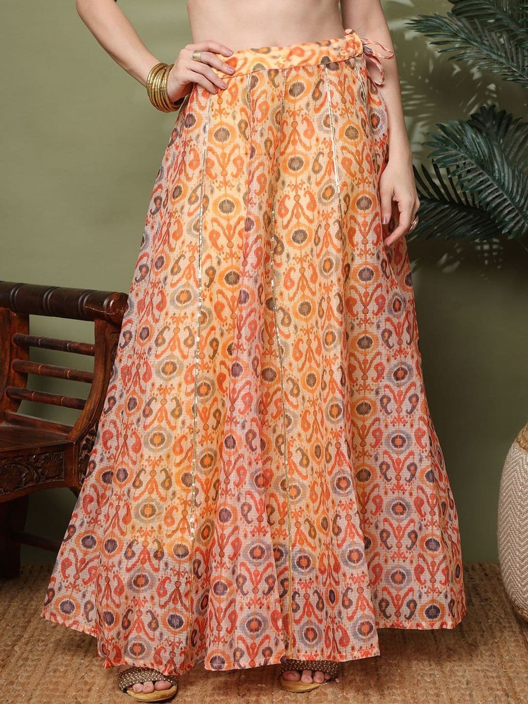NEUDIS Women Ikat Printed Maxi Flared Skirts - view 1