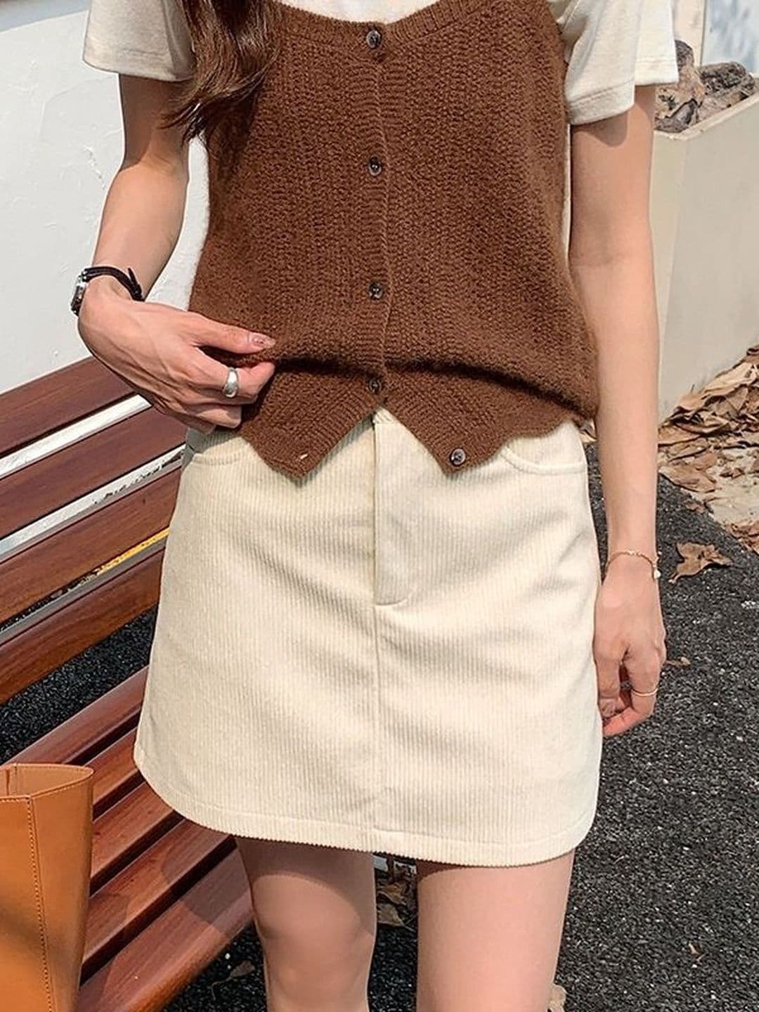 StyleCast x Revolte Striped Above Knee Straight Mini Skirt - view 1