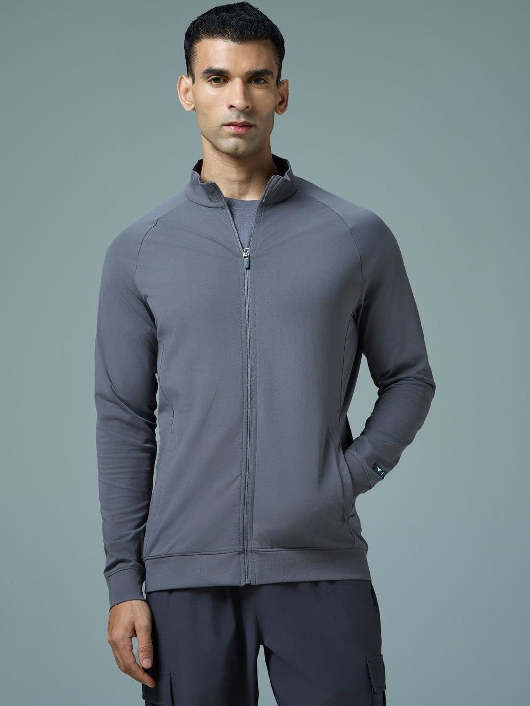 Technosport Men Mock Collar Solid Lightweight Sporty Jacket