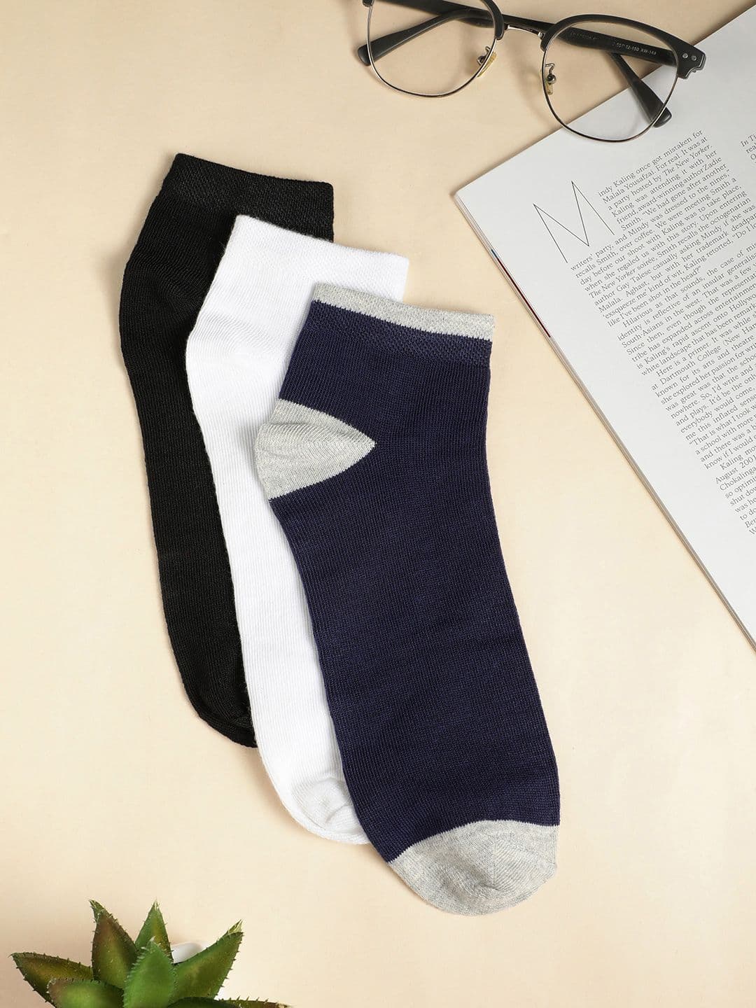 Teakwood Leathers Men Pack Of 3 Pure Cotton Ankle Length Socks - view 1