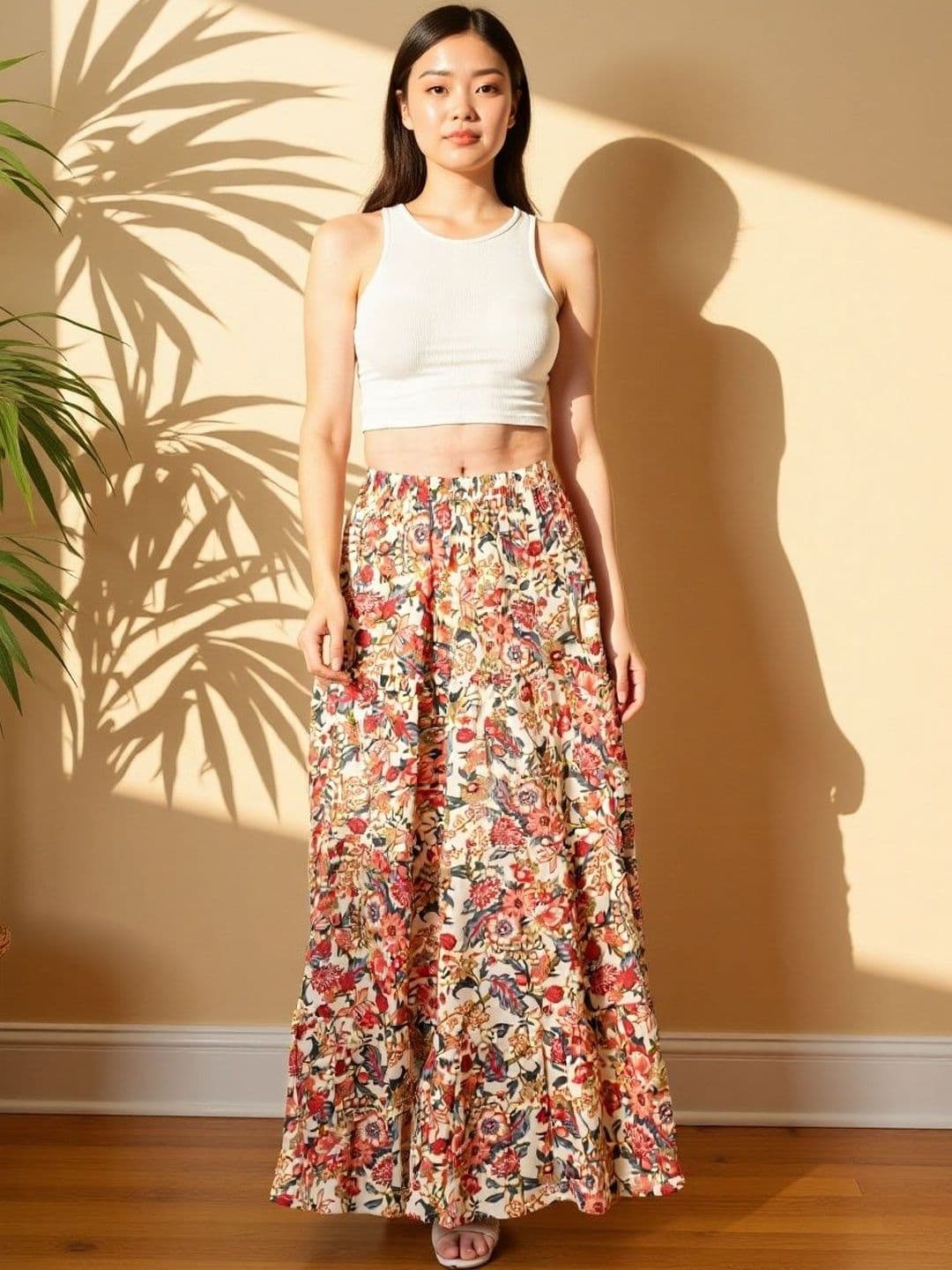Diktmark Floral Printed High-Rise Pure Cotton A-Line Maxi Skirt - view 1