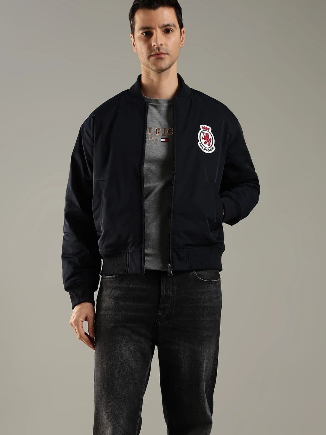 Tommy Hilfiger Embroidered Stand Collar Bomber Jacket - view 1