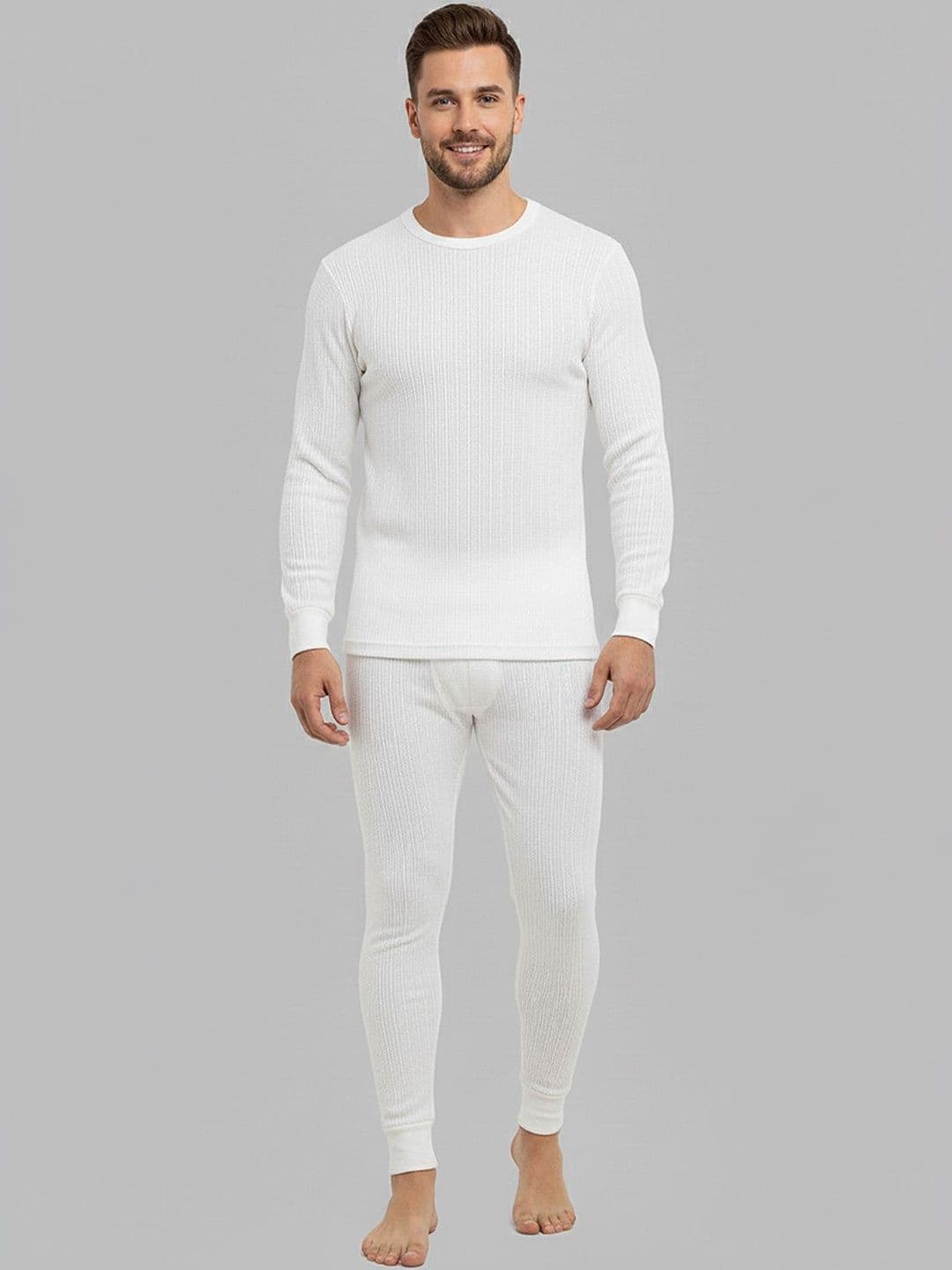 Lux Cozi Striped Round Neck Long Sleeves Cotton Thermal Set - view 1