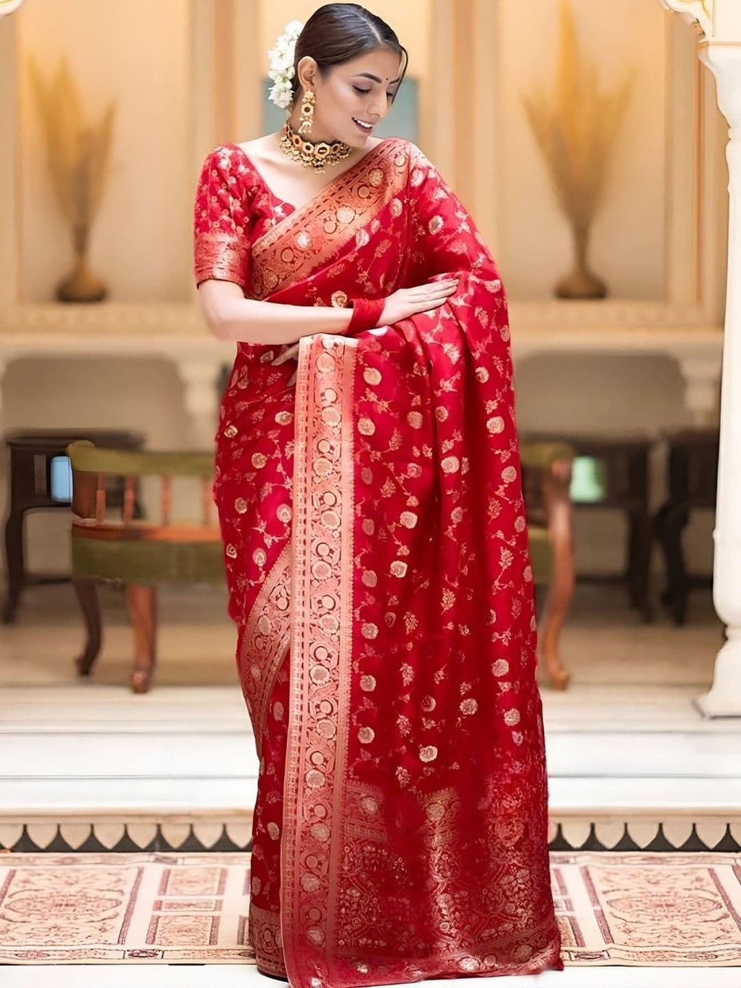 priyashi Woven Design Zari Art Silk Handloom Banarasi Saree - view 1