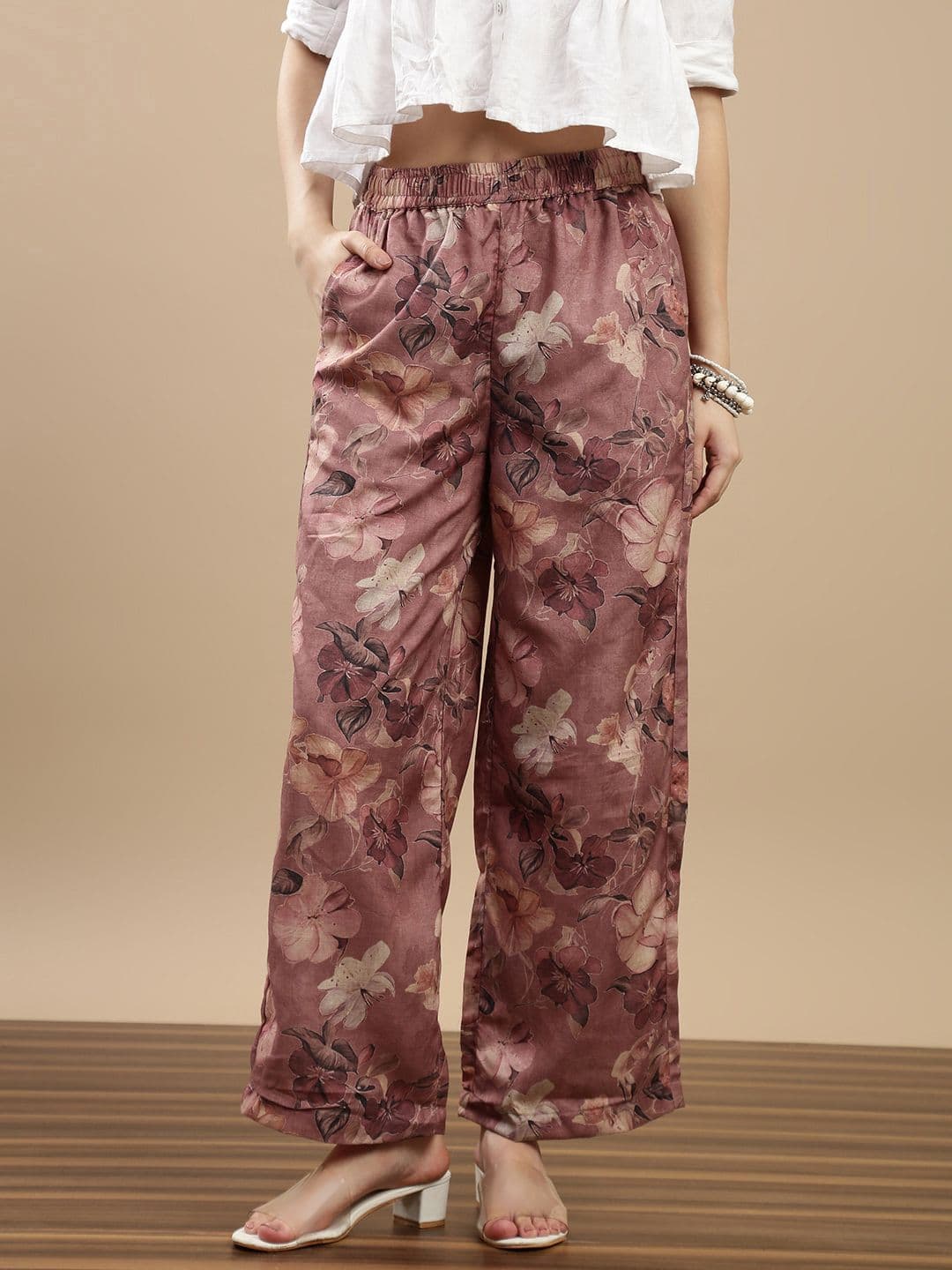 De Moza Women Floral Printed Wide Leg Palazzos - view 1
