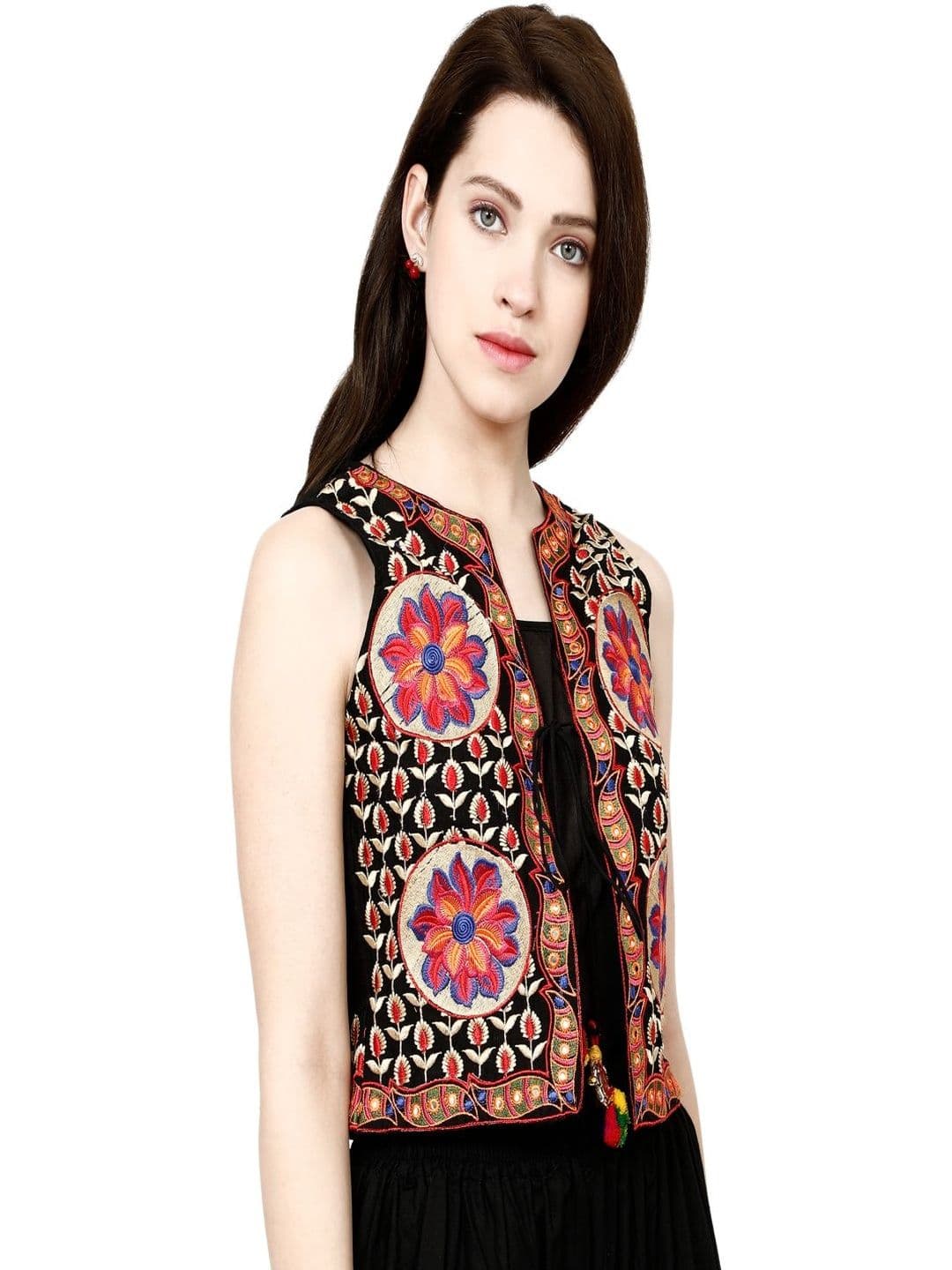 TAVAN Floral Embroidered Open Front Shrug - view 1