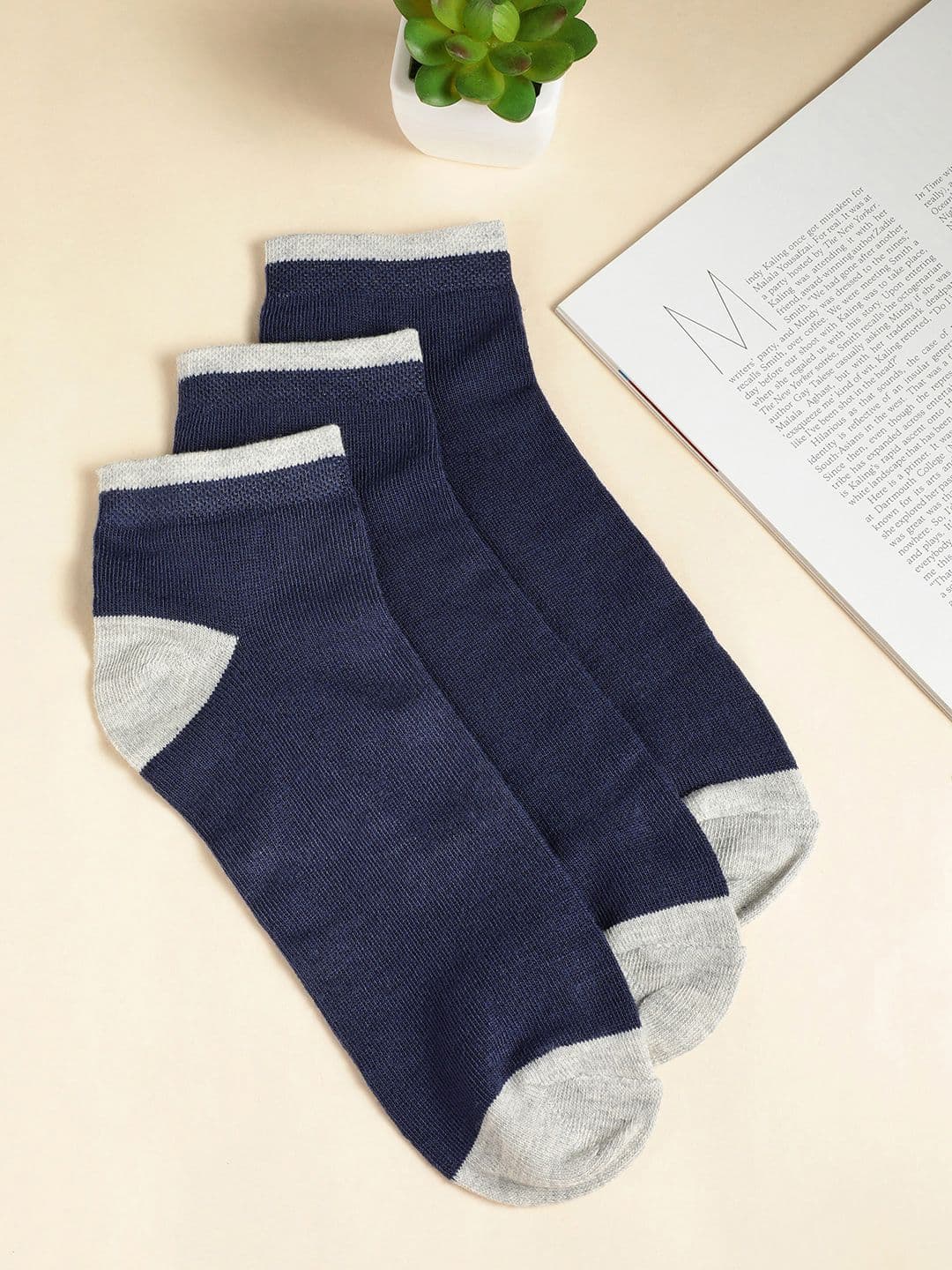 Teakwood Leathers Men Pack Of 3 Pure Cotton Ankle Length Socks - view 1