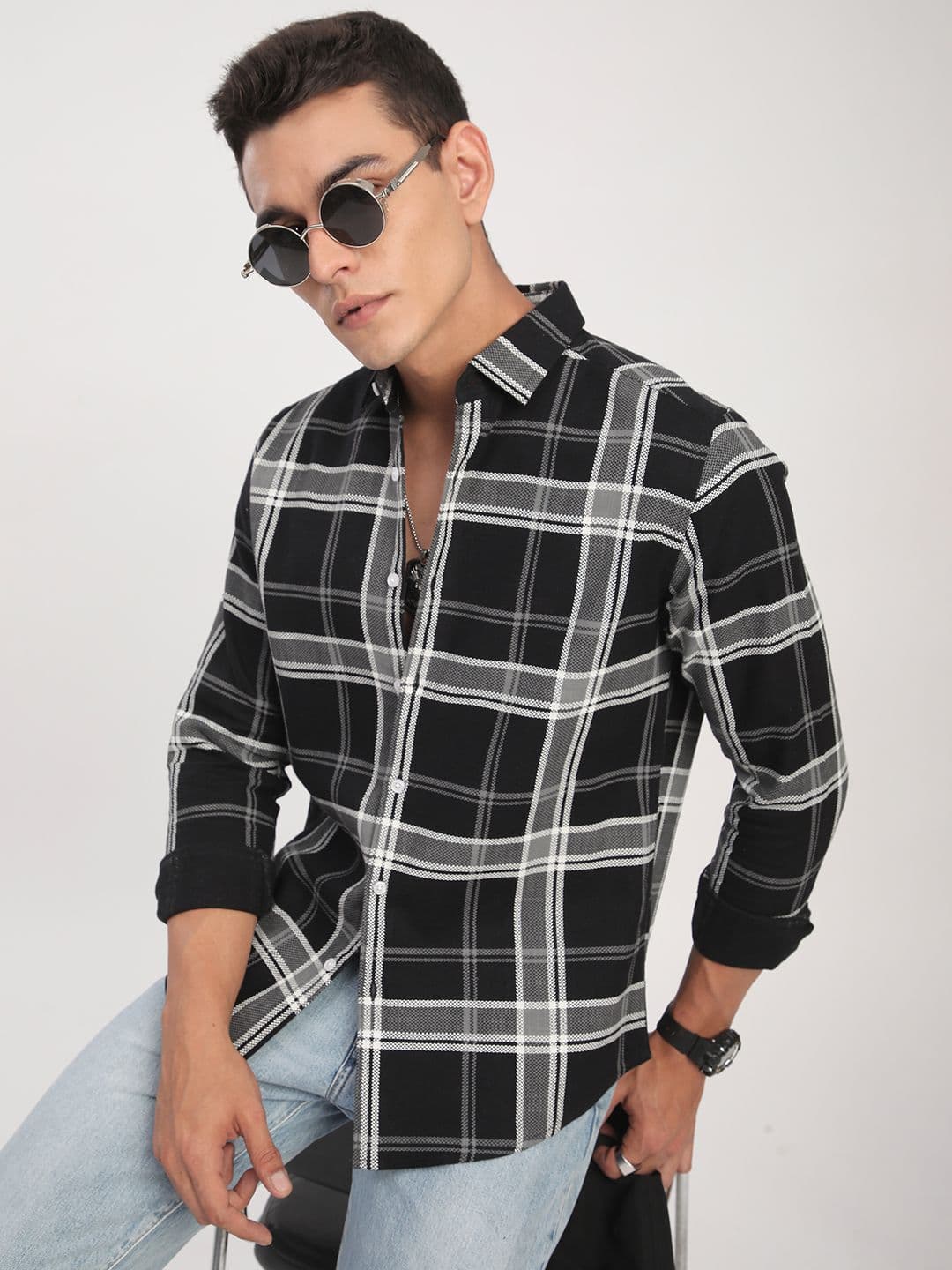 VASTRADO Twill Checks Checked Cotton Long Sleeves Slim Fit Shirt - view 1