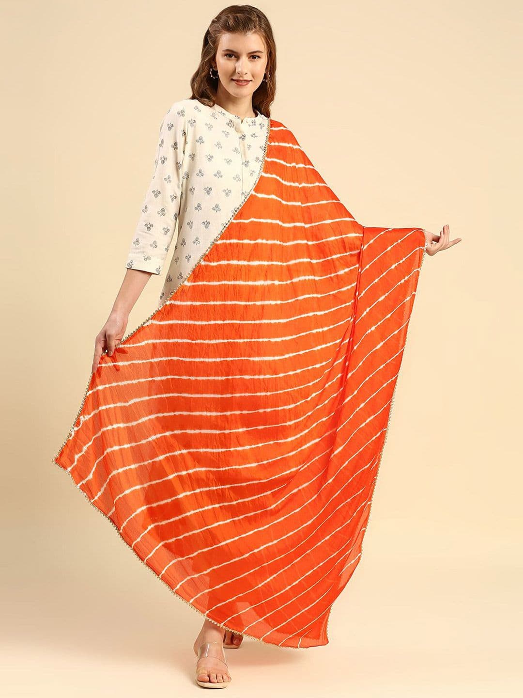 Dupatta Bazaar Leheriya Printed Dupatta With Gotta Patti - view 1