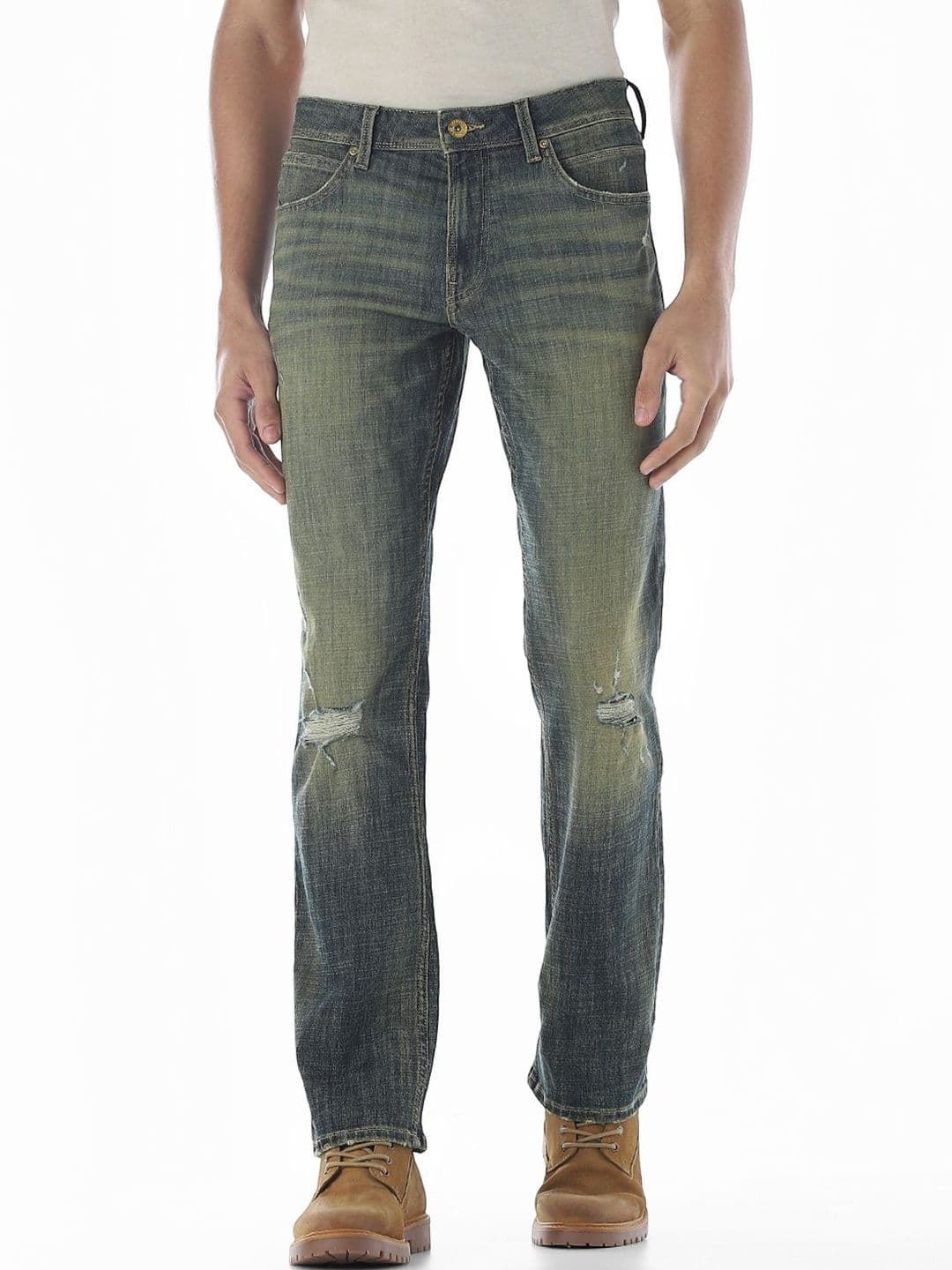 Jack & Jones Men Regular Fit Low-Rise Mildly Distressed Heavy Fade Stretchable Jeans - view 1