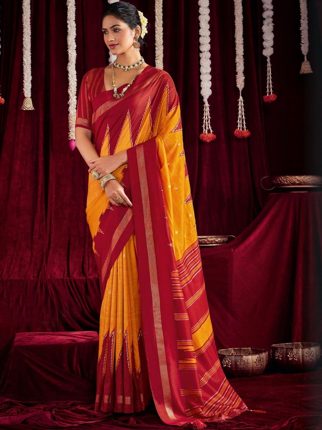 TIRA Zari Silk Blend Handloom Fashion Saree - view 1