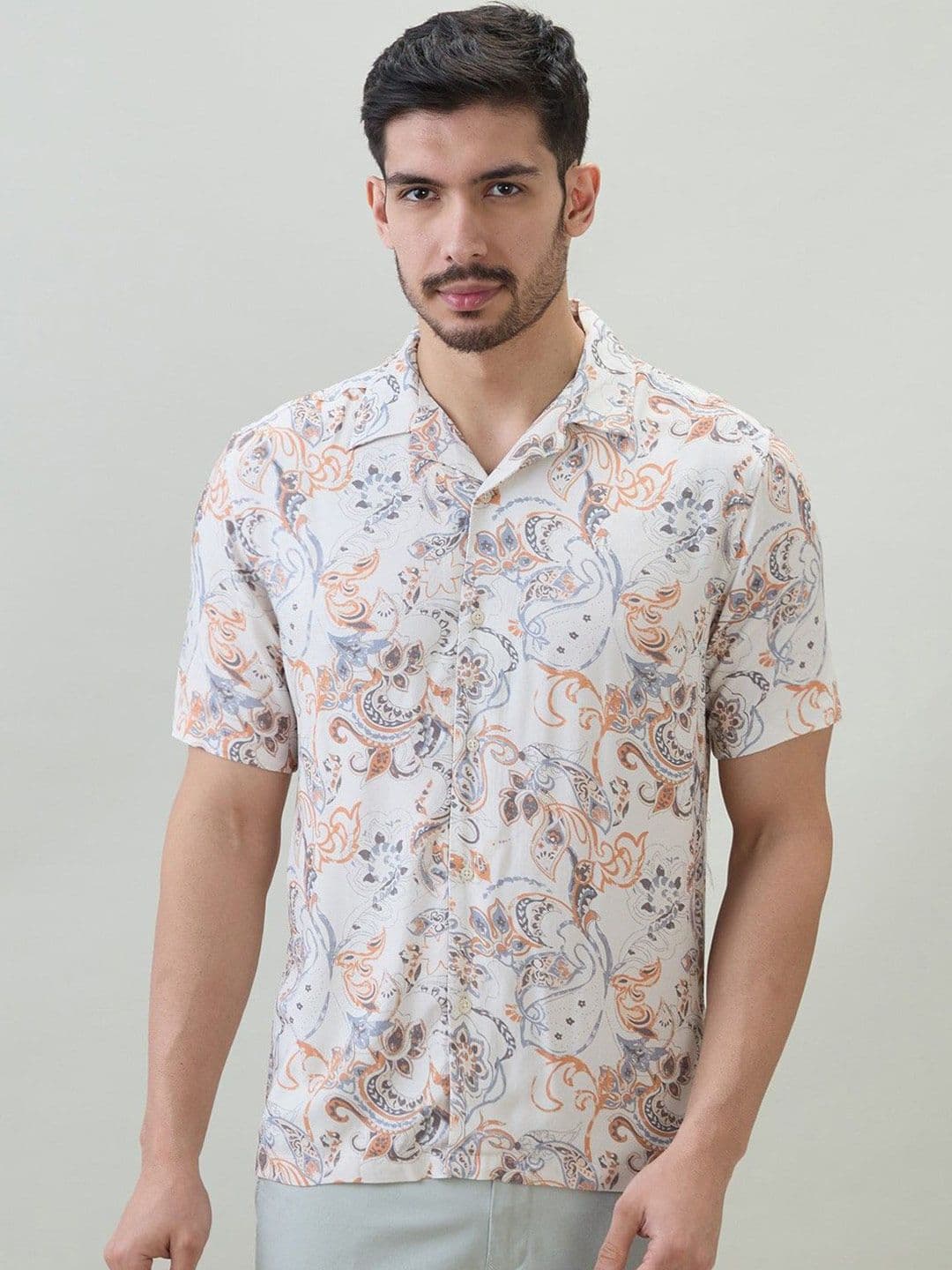 Raymond Men Regular Classic Fit Floral Printed Cuban Collar Casual Shirt - view 1